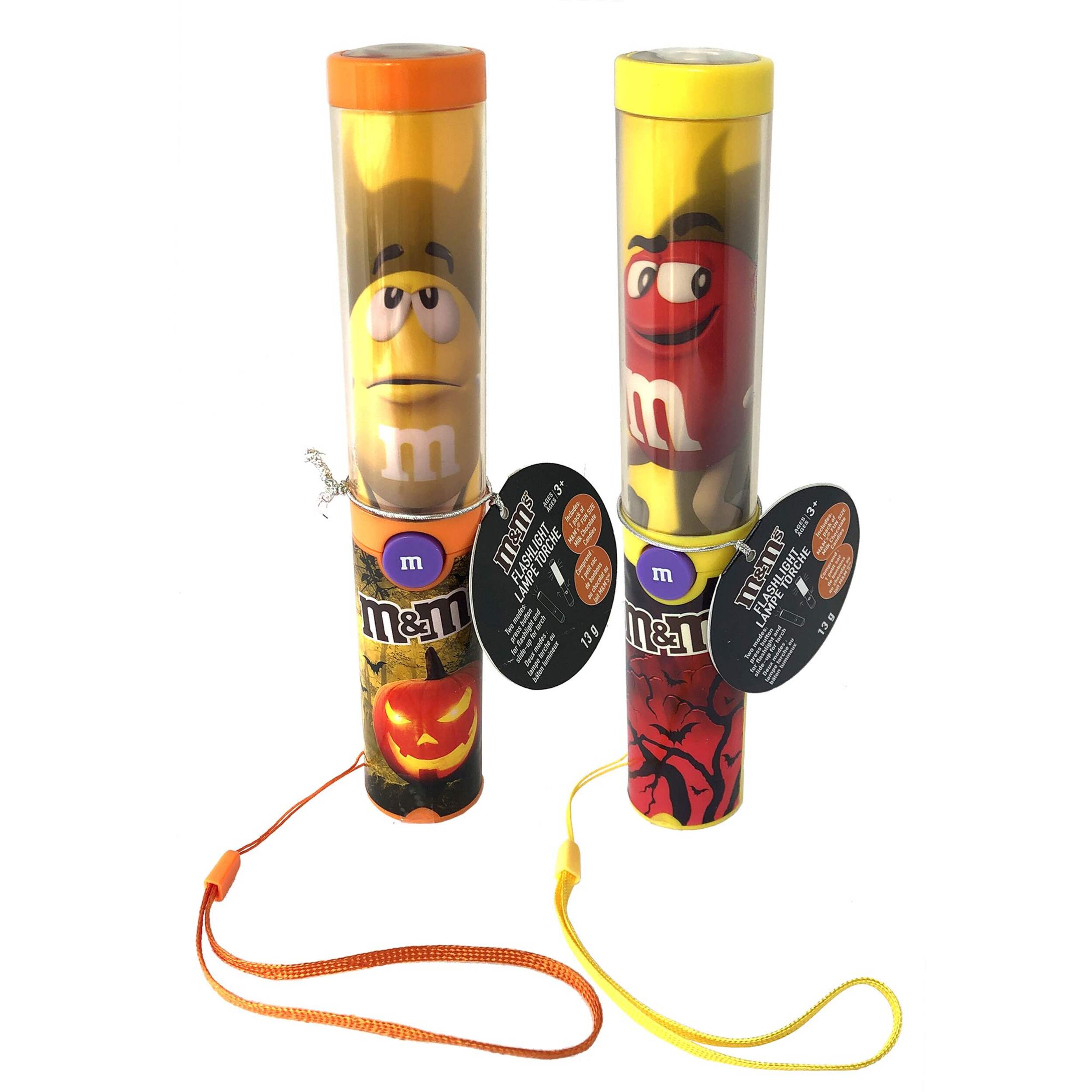 M&M Flashlight with Candy & Batteries, Milk Chocolate, Yellow/Red, 13-g, Candy for Halloween Composite_or_Mixed