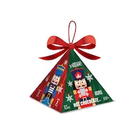 Nutcracker Pyramid Ornament with Hot Chocolate, Milk Chocolate, Red/Green, 2-pk, for Christmas Front_Three_Fourths_Angled_Right