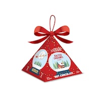 Snowglobe Pyramid Ornament with Hot Chocolate, Salted Caramel, Red, 2-pk, for Christmas Front_Three_Fourths_Angled_Right