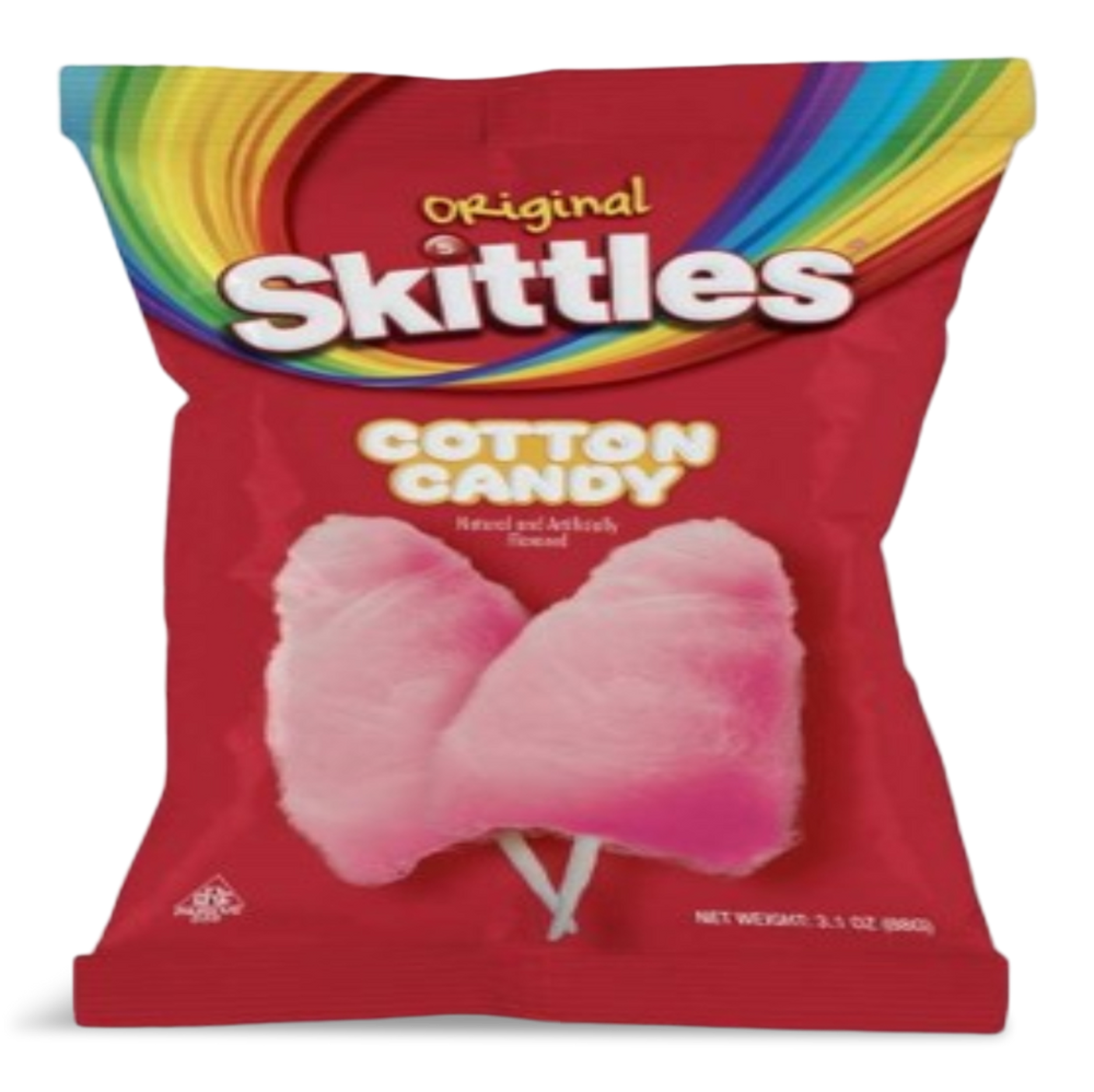 Skittles Cotton Candy, Assorted Fruits, Pink, 88-g, for Christmas Front_Flat