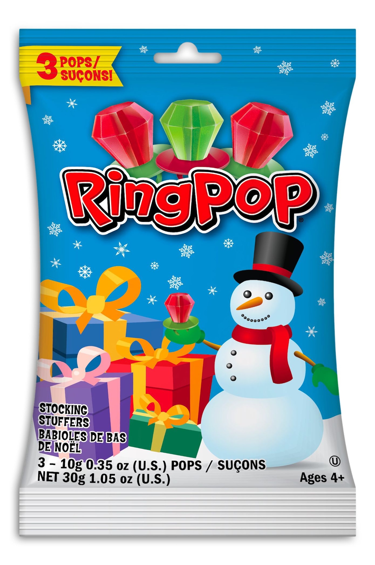 Ring Pop Christmas Holiday Wearable Edible Jewelry Candy, 3-pc | Party City