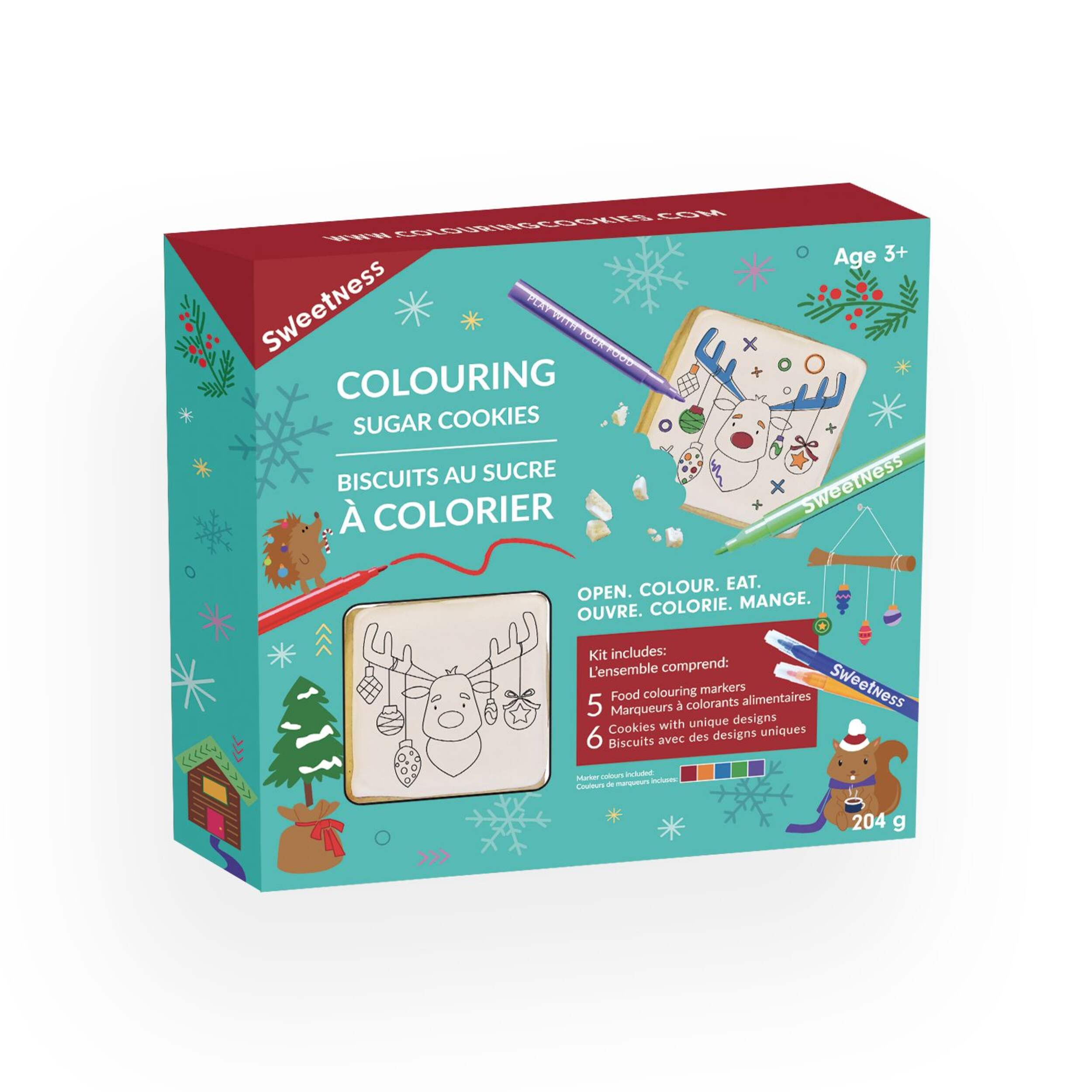 Biscuits au sucre à colorier Woodland Animals, paq. 6 Front_Angled_Right