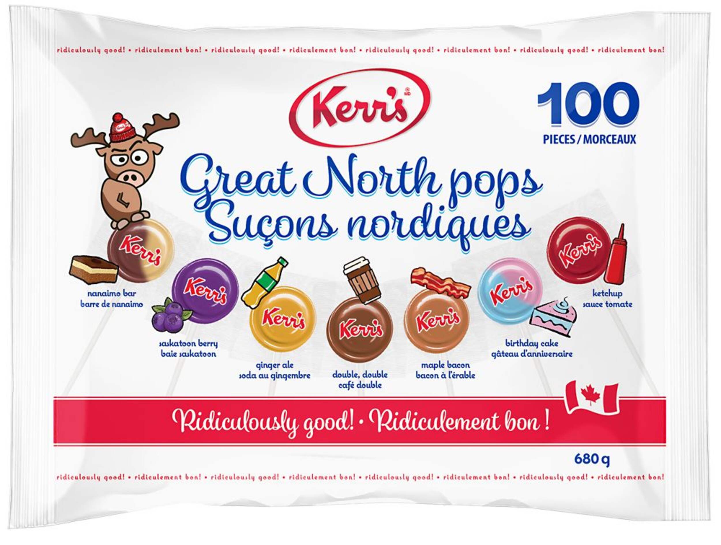 Great North Pops, Assorted Flavours, Multi-Coloured, 680-g, Hard Candy, for Christmas Front_Flat