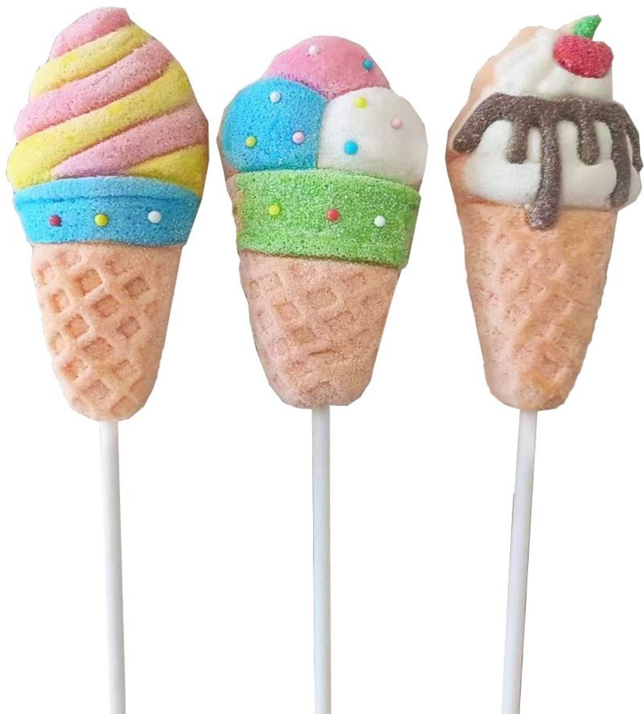 Guimauve en forme de cornet de crème glacée, sur bâton, 45 g Front_Flat