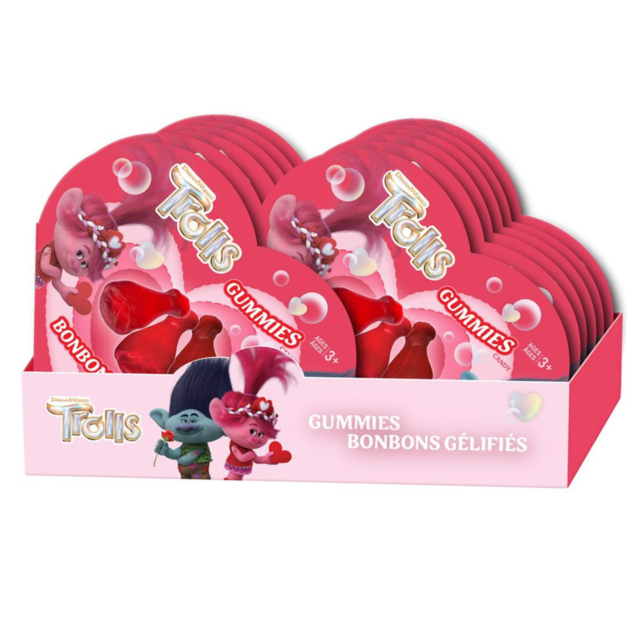 Trolls Gummies Candy Valentine Day Heart Box, 50-g Front_Angled_Left