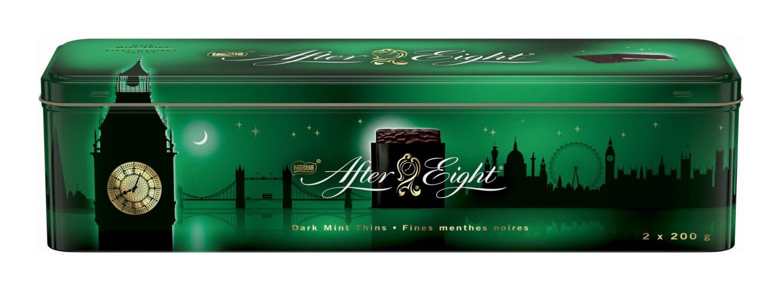 Nestle After Eight Dark Chocolate Thin Mint Skyline Collectable Tin, 400-g Front_Elevated