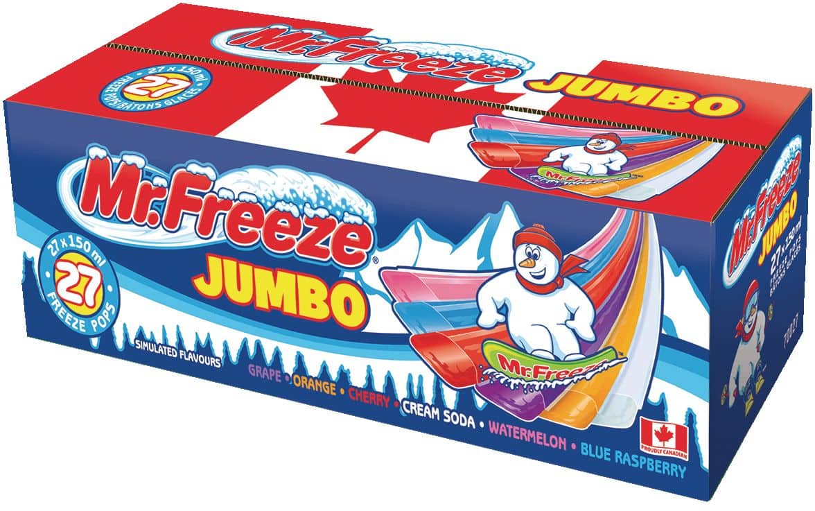 Mr. Freeze Jumbo Freezies, 27 x 150-ml