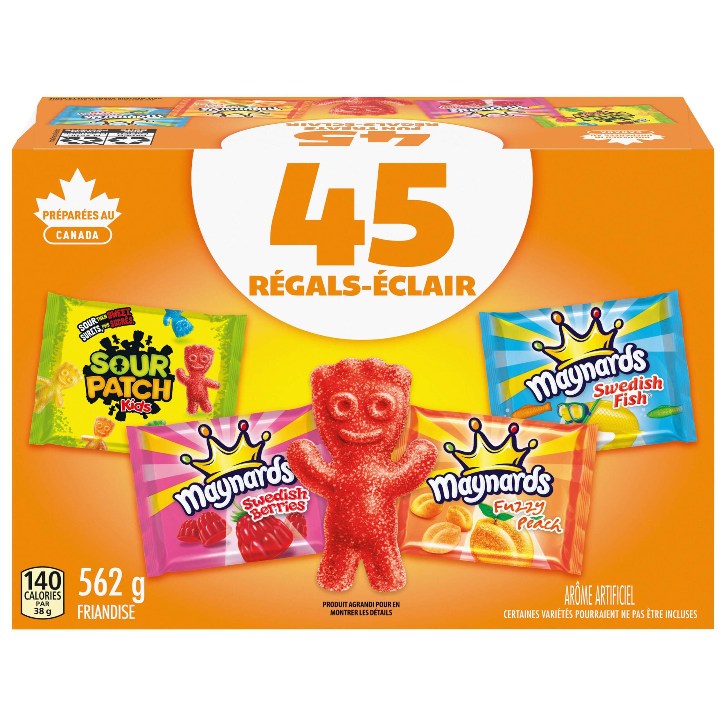 Maynards – Mini baies suédoises, poissons suédois, bonbons surs pour enfants, pêches duveteuses, couleurs variées, 562 g, paq. 45 friandises pour l'Halloween Front_Elevated