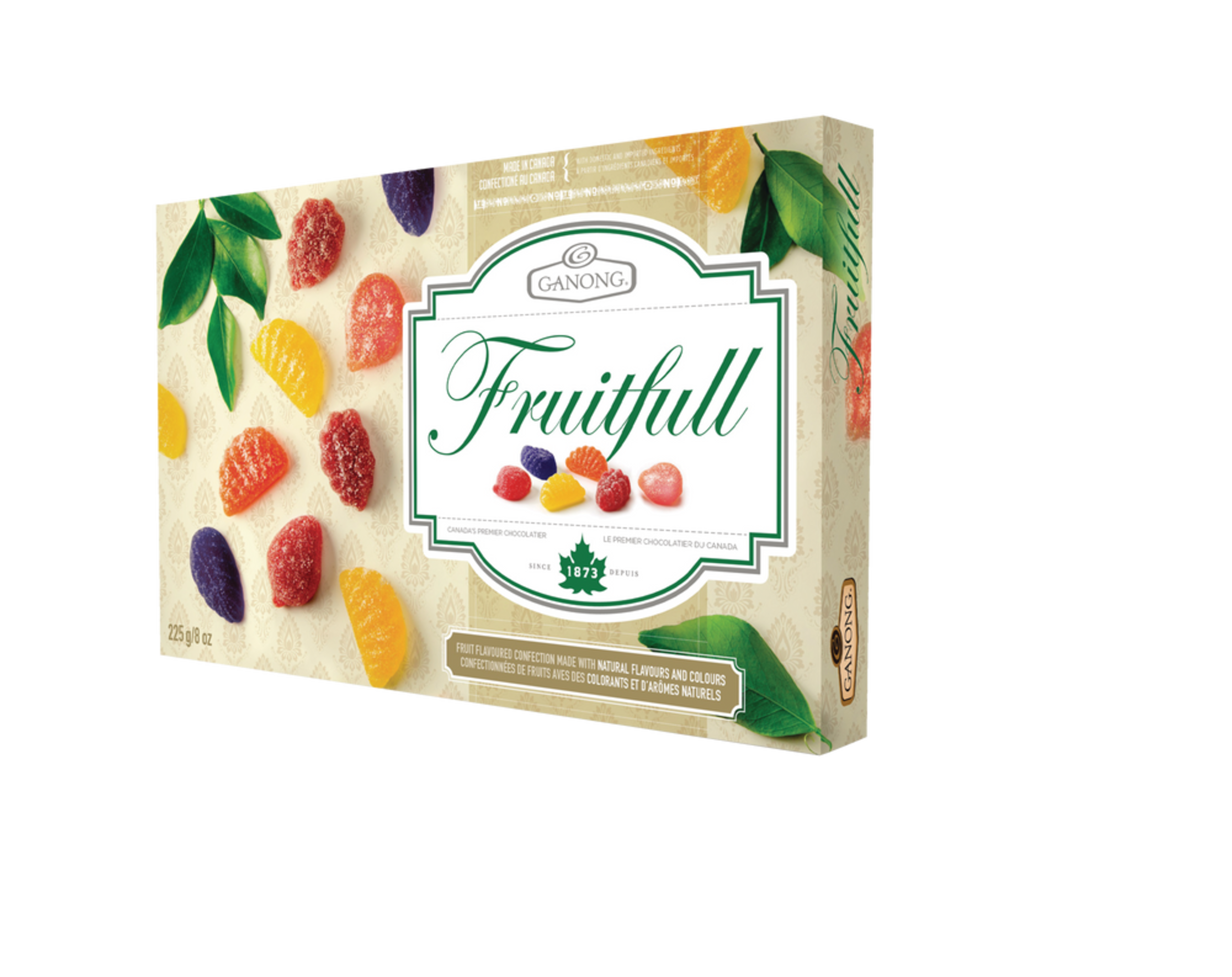 Ganong Fruitfull Candy, 225-g Front_Three_Fourths_Angled_Left