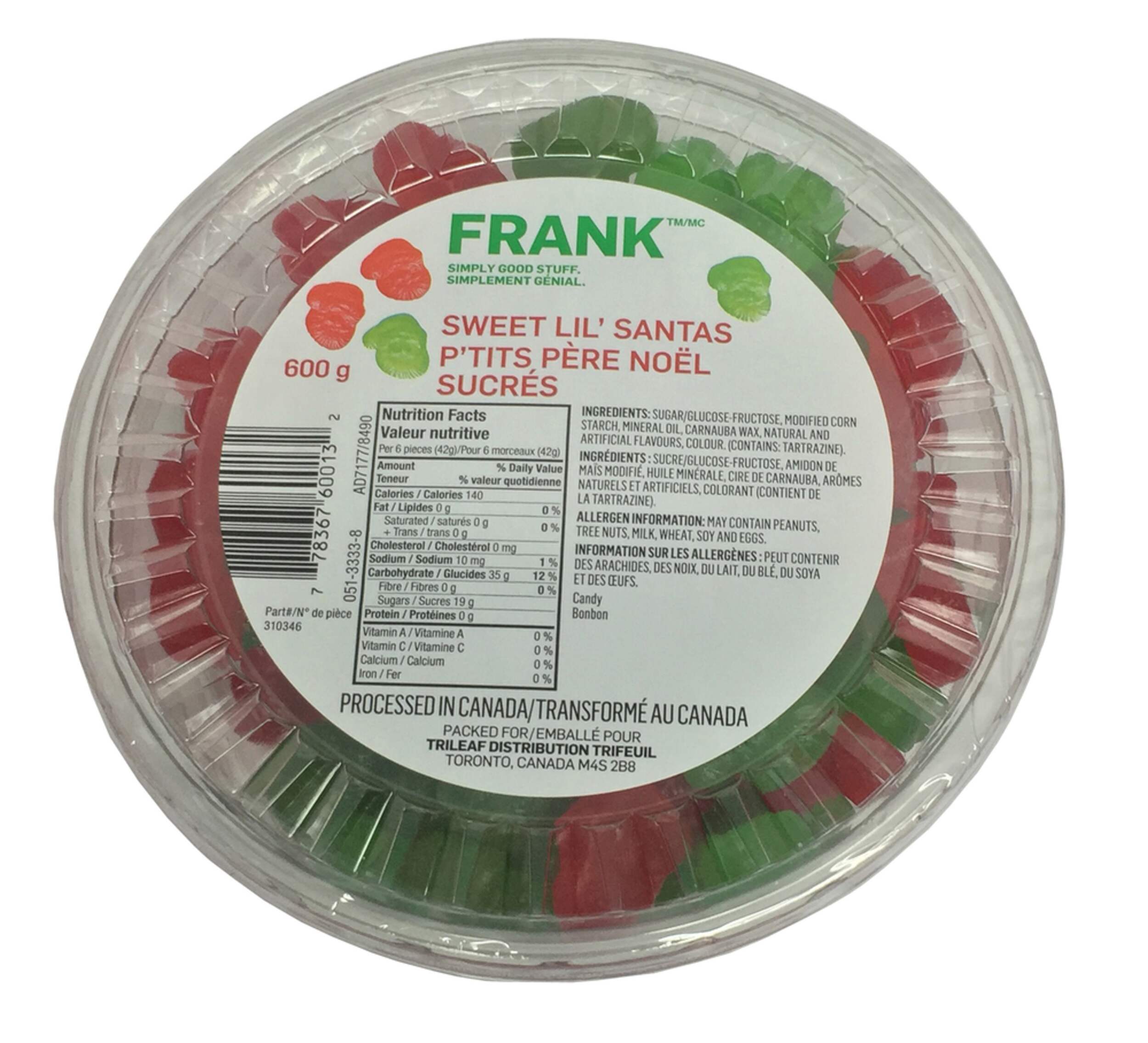 Boîte de jujubes en forme de père Noël FRANK, 600 g Overhead_Plunge