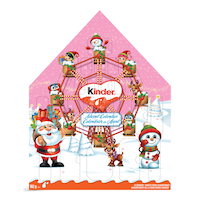 Kinder - Calendrier de l'avent de Noël, assortiment de chocolat, rose, 182 g