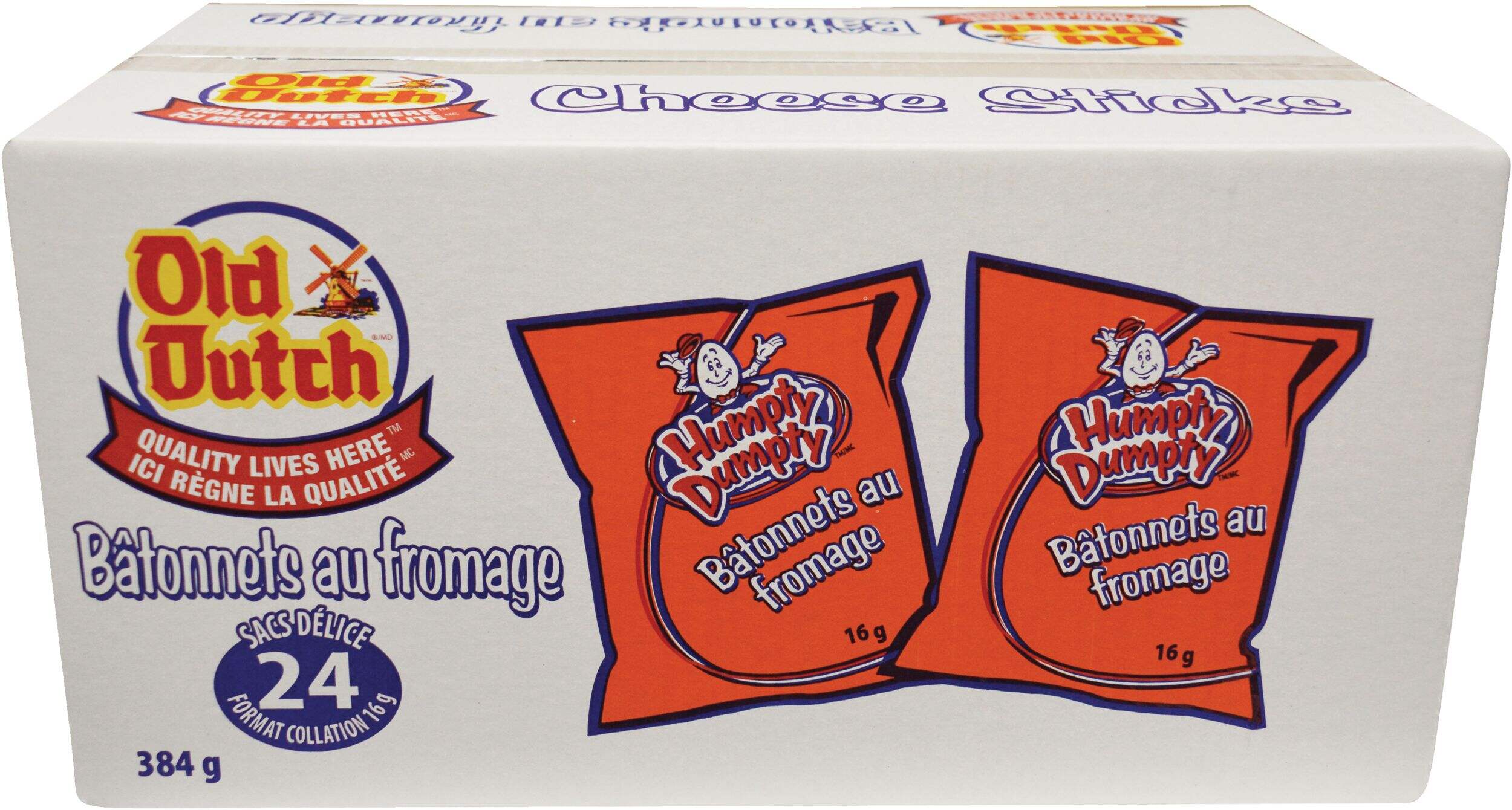 Emballage de bâtonnets au fromage Humpty Dumpty de Old Dutch, paq. 24 Front_Elevated