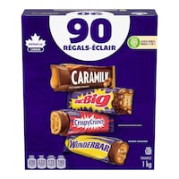 Cadbury assortiment Mini Caramilk / Wunderbar / Crispy Crunch / Mr Chocolat au lait Big, multicolore, 1 kg, paq. 90 friandises pour l'Halloween Front_Elevated