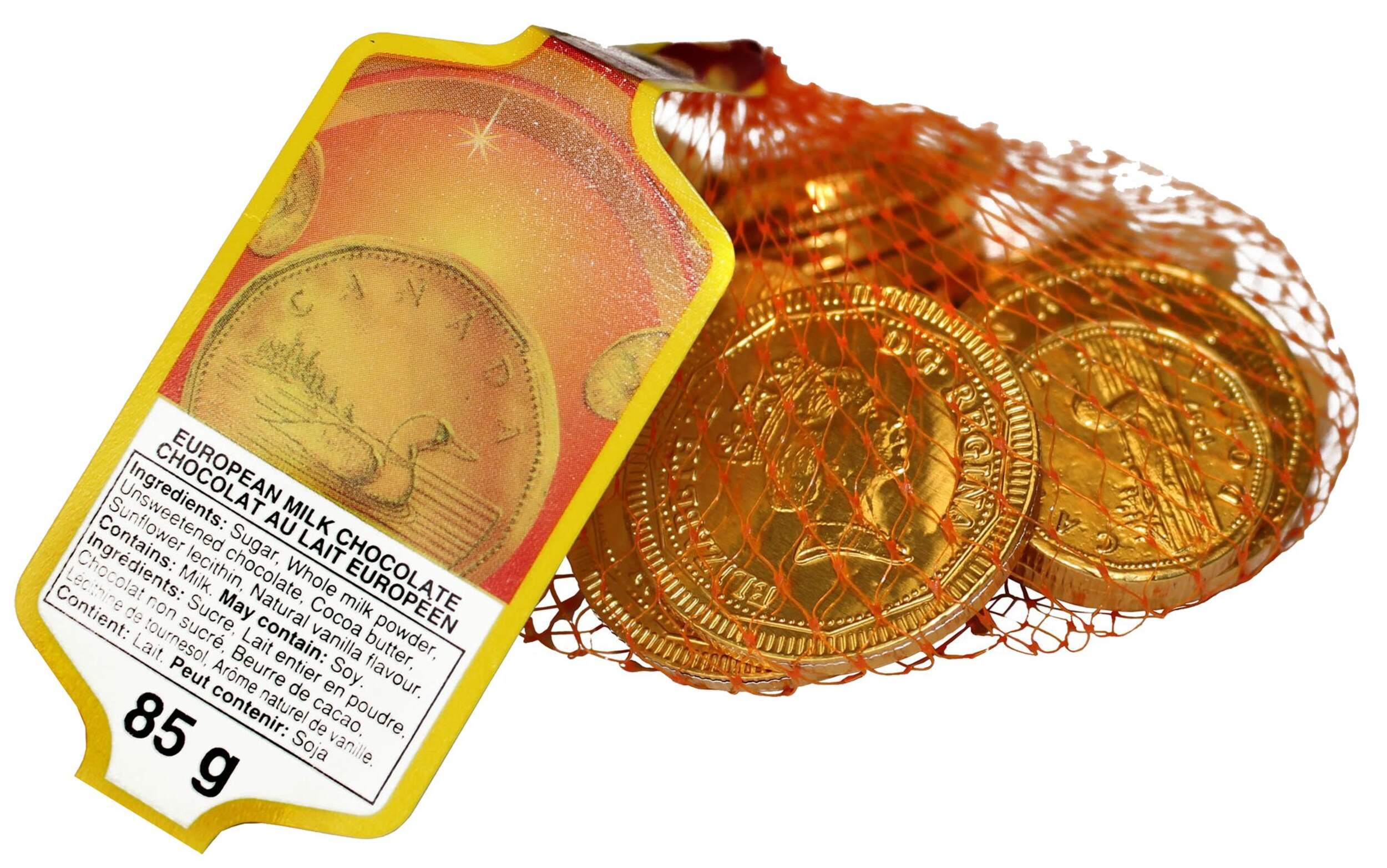 Chocolate Gold Coins, 85-g Front_Flat