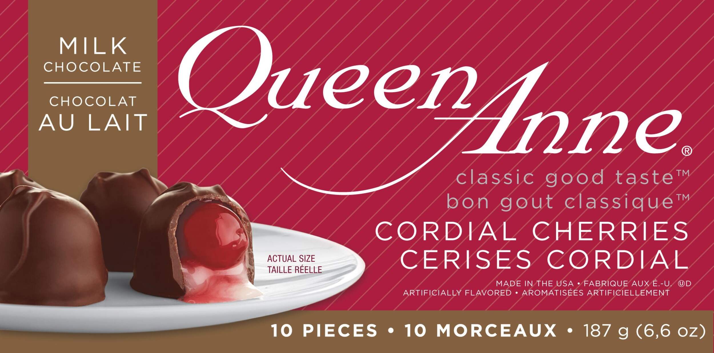 Queen Anne - Confiserie de cerises enrobées de chocolat au lait, 187 g Front_Flat