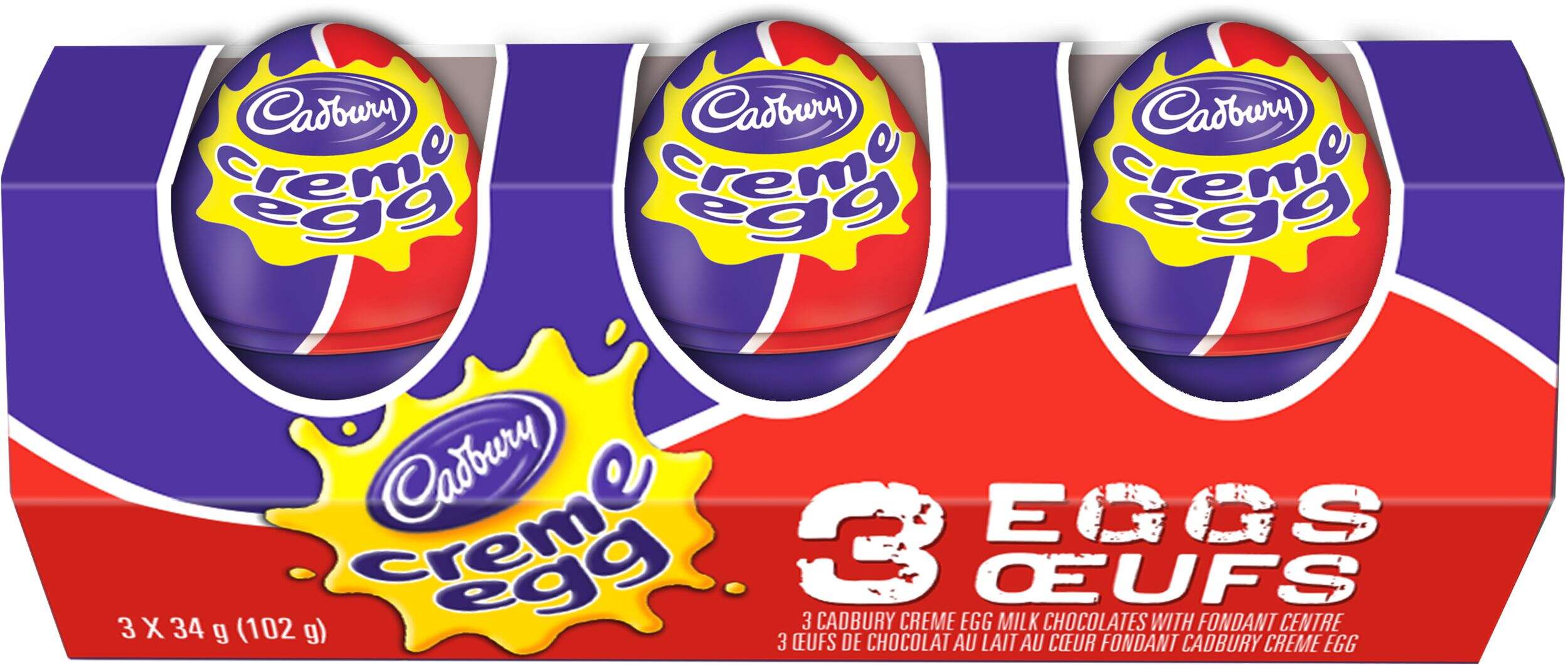 Cadbury Chocolate Creme Egg, 3-pk Overhead_Plunge