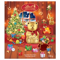 Lindt - Calendrier de l'avent de Noël, chocolats variés, ourson, 128 g Front_Flat