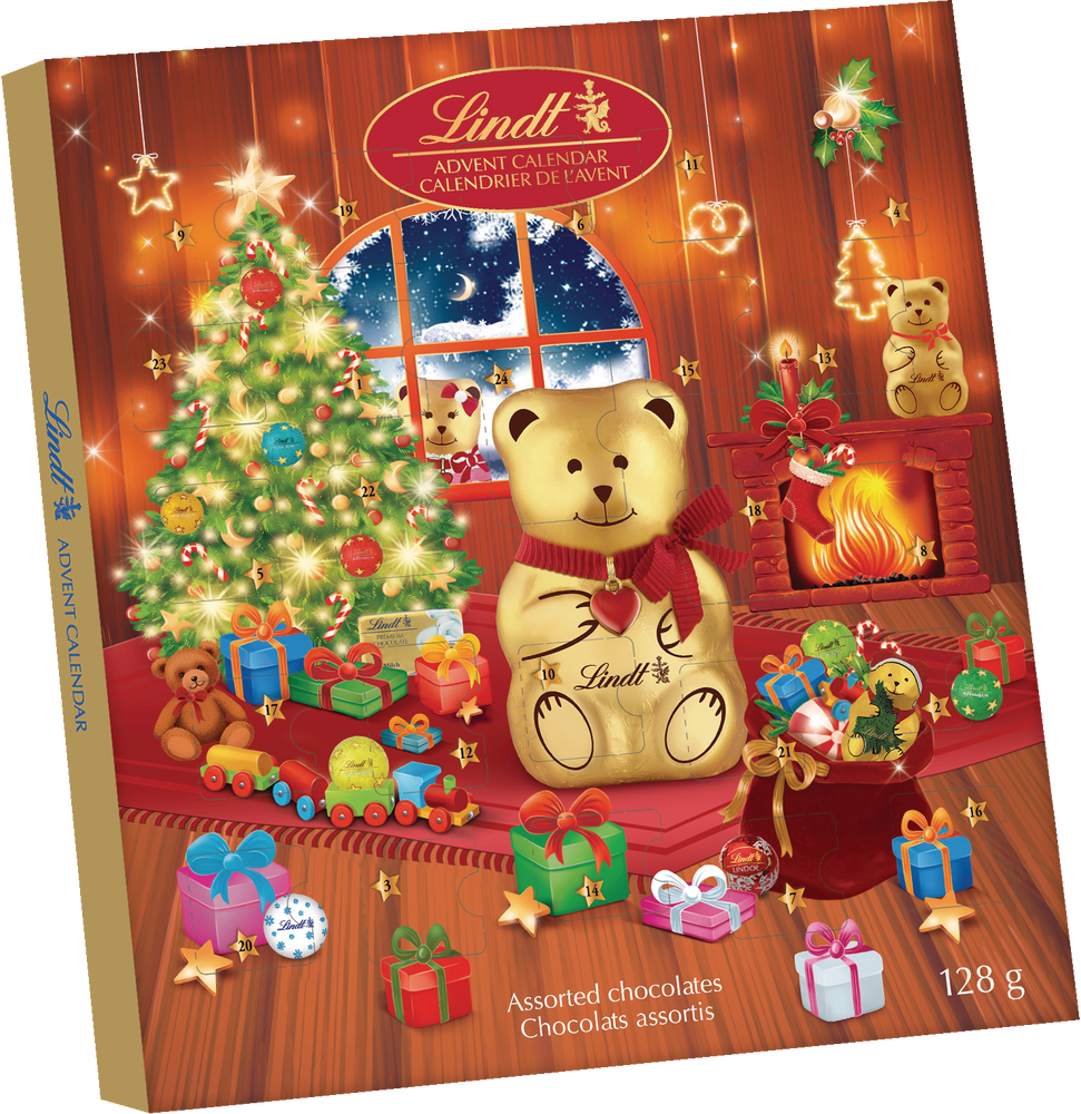 Lindt Teddy Bear Assorted Chocolate Holiday Advent Calendar, 128g