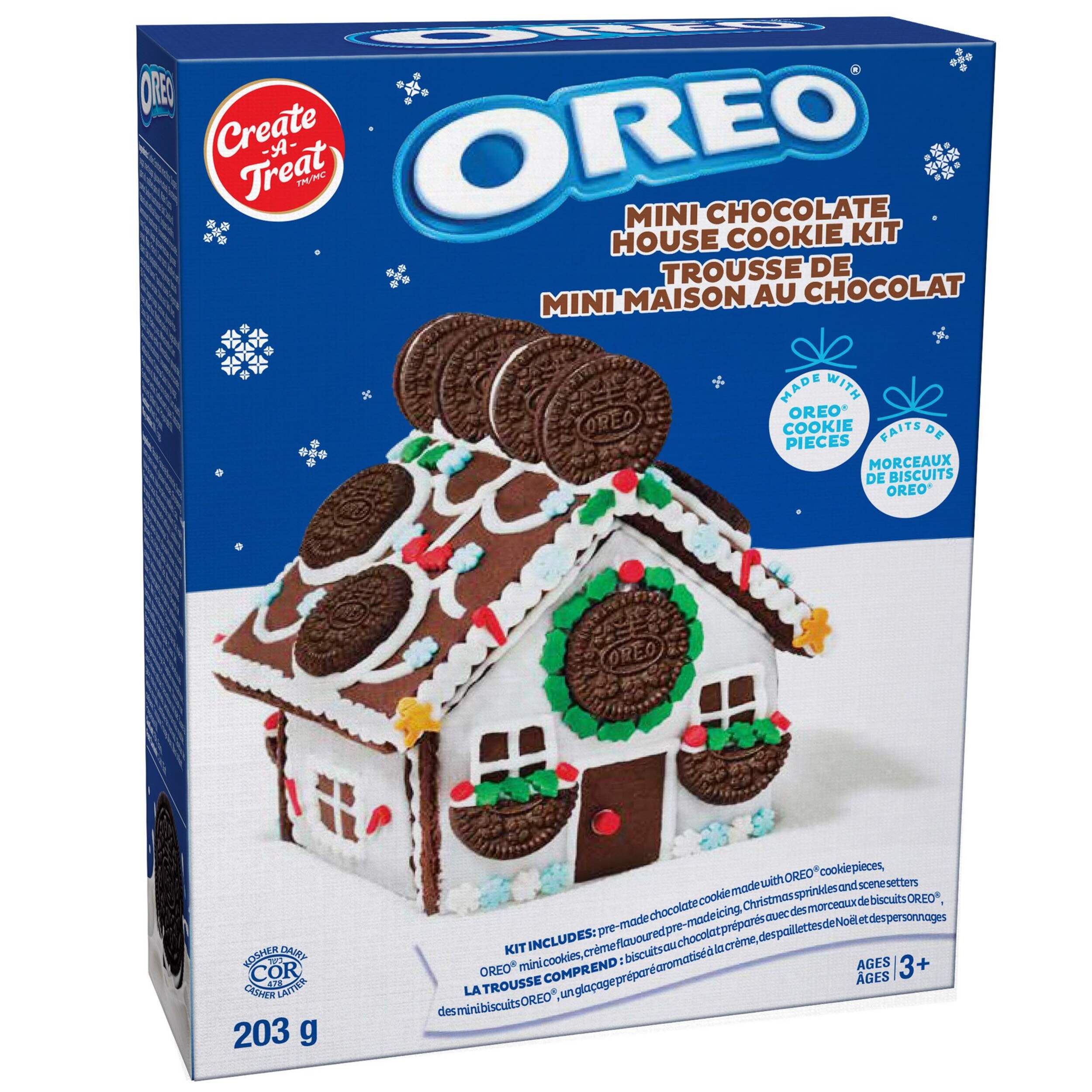 Oreo Mini Holiday Chocolate Cookie House Kit, 203-g Front_Angled_Right
