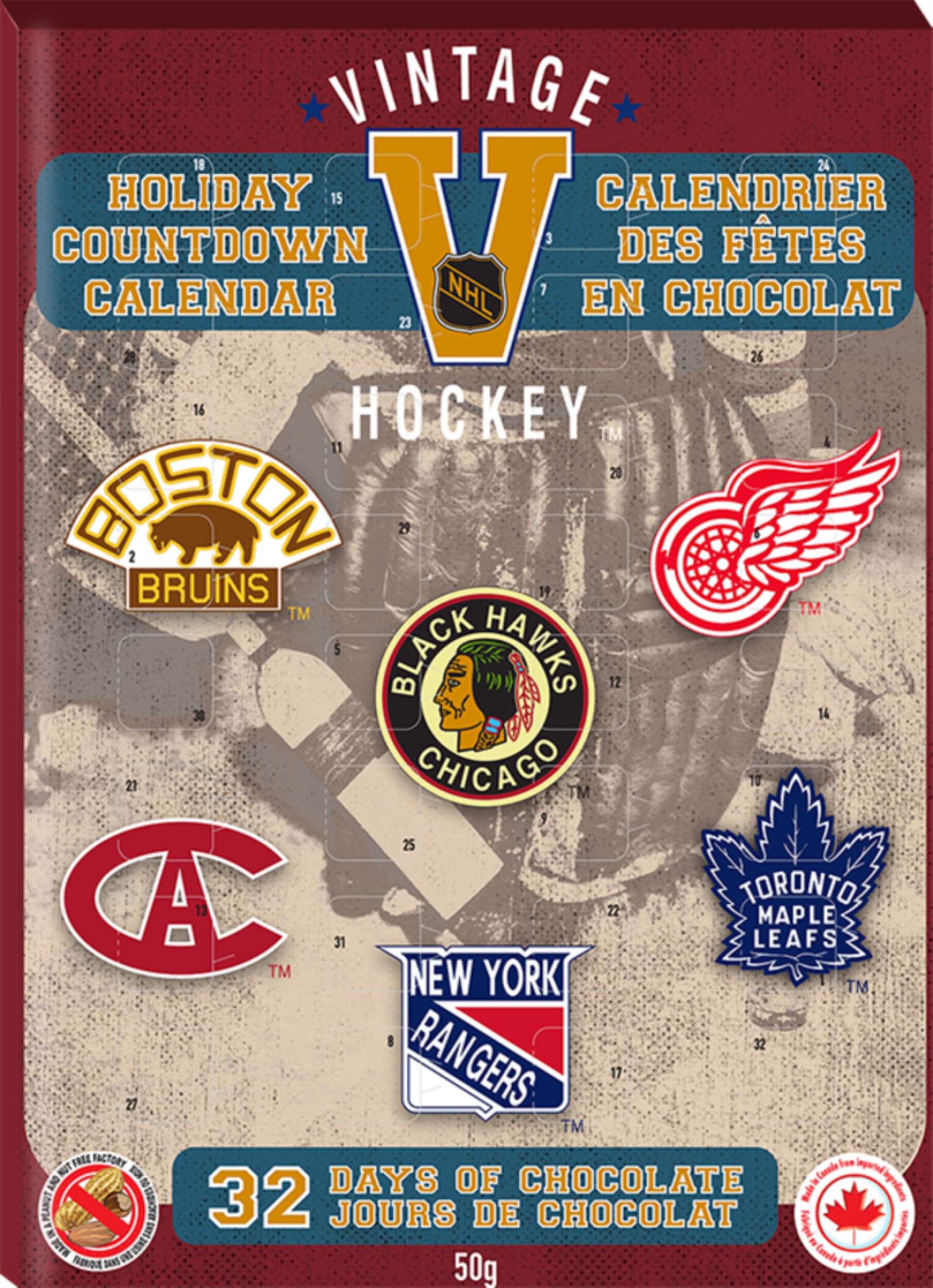 NHL Vintage Advent Countdown Calendar Front_Flat