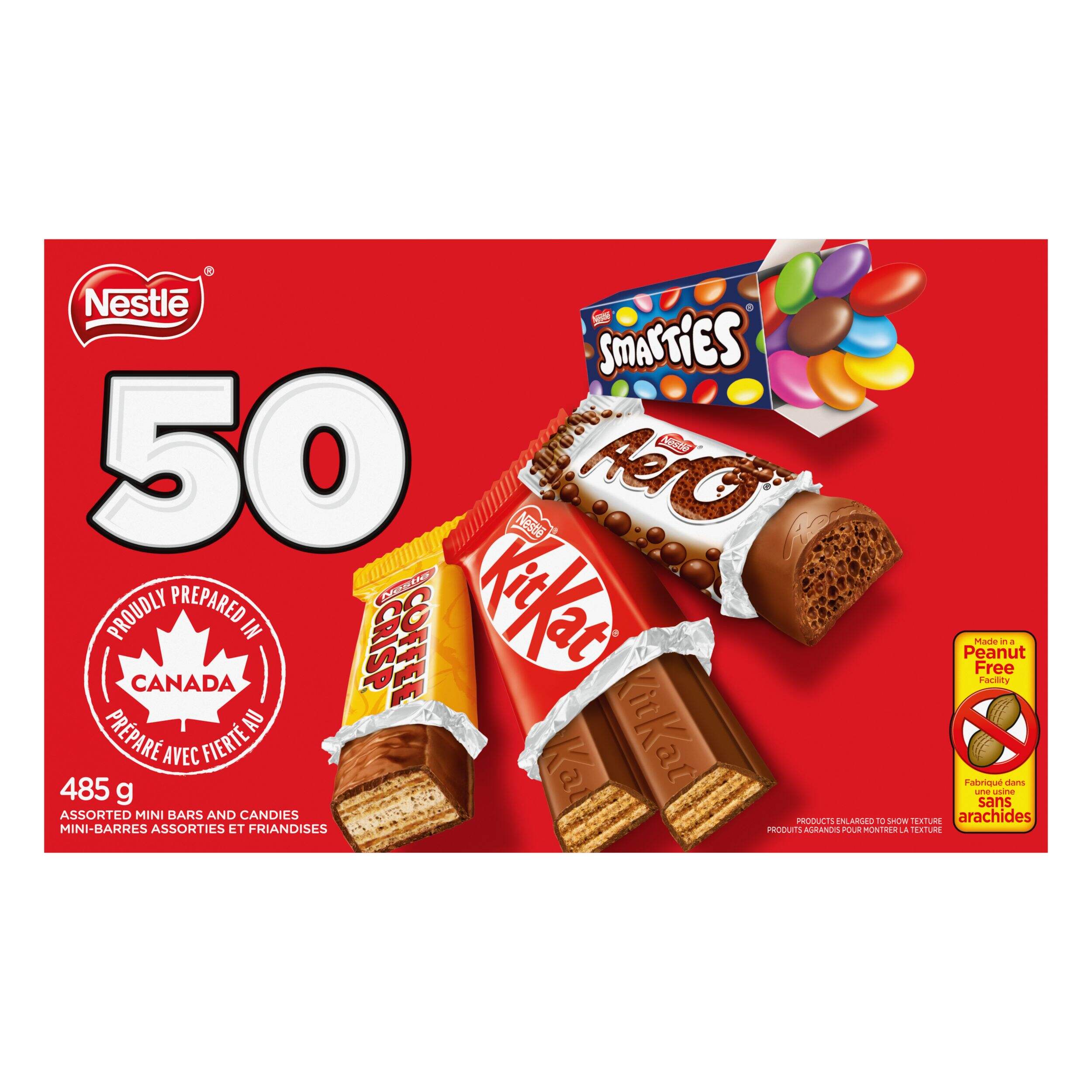 Nestle Assorted Mini Coffee Crisp/Kit Kat/Aero/Smarties, Milk Chocolate, 485-g, 50-pk, Candy for Halloween Front_Flat