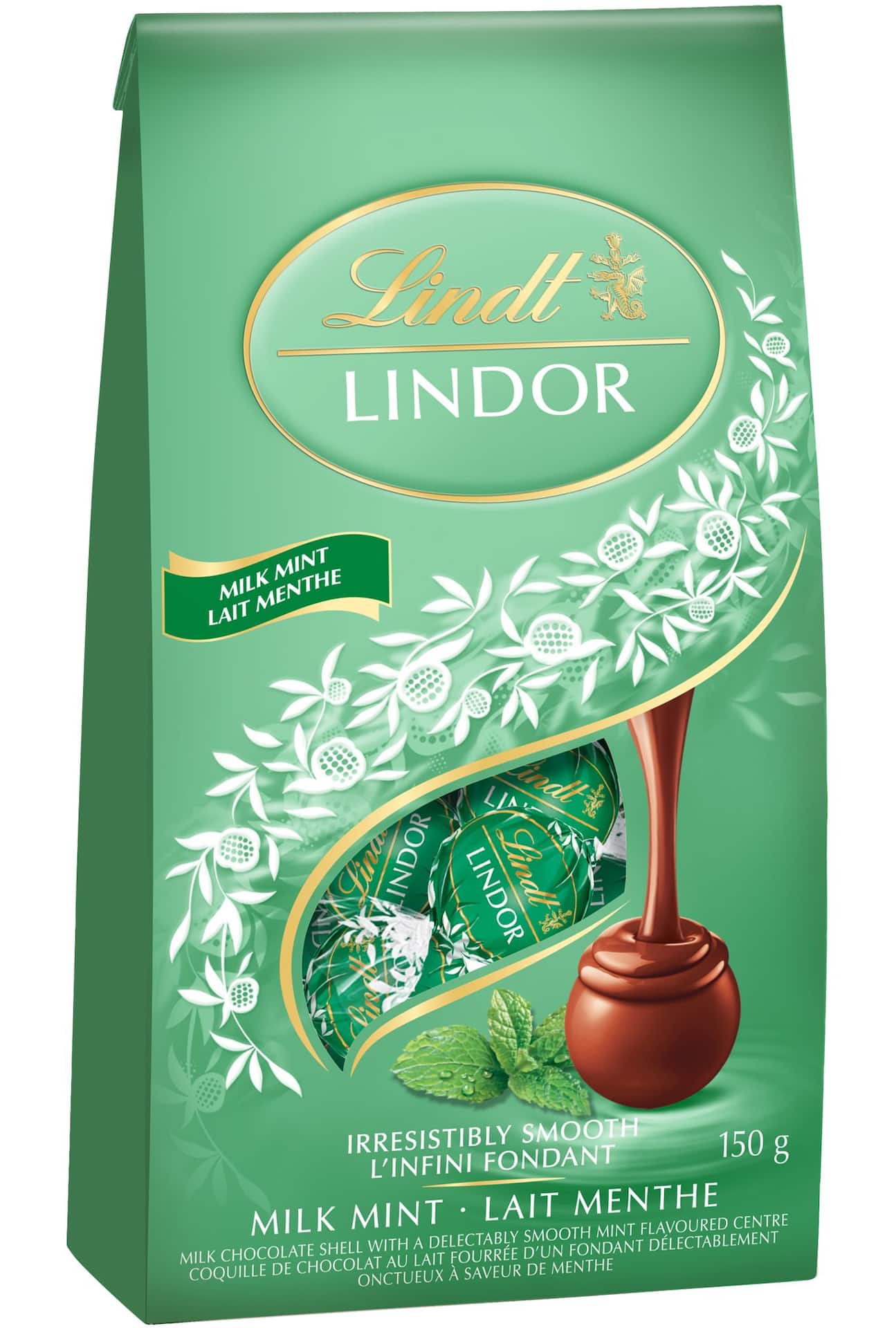 Chocolat au lait à la menthe Lindt Lindor, paq. 150