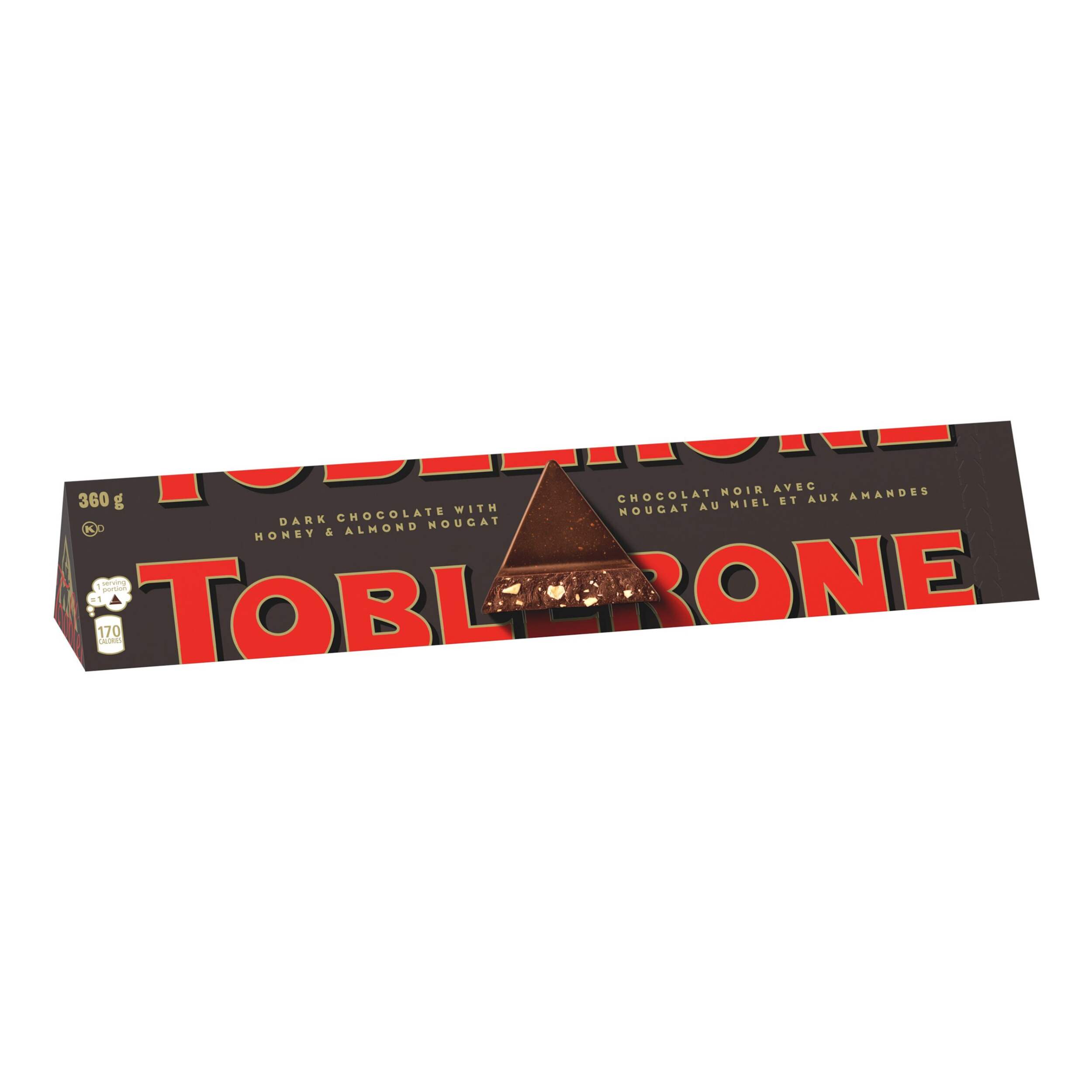 Toblerone Swiss Dark Chocolate, 360-g Front_Three_Fourths_Angled_Right