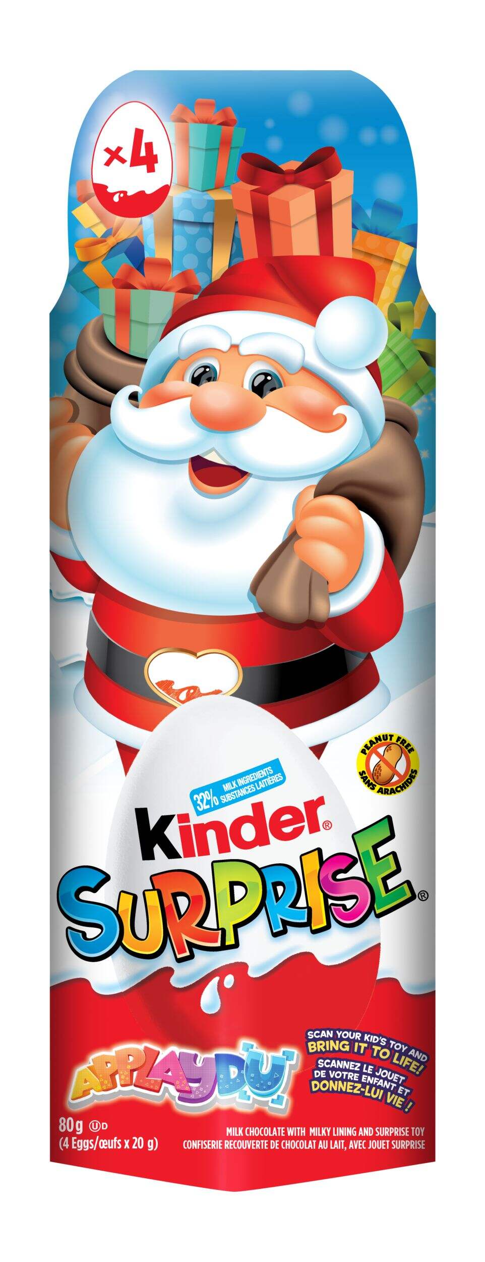 Kinder Surprise Christmas Chocolate & Toy, 4-pack, 80-g Front_Flat