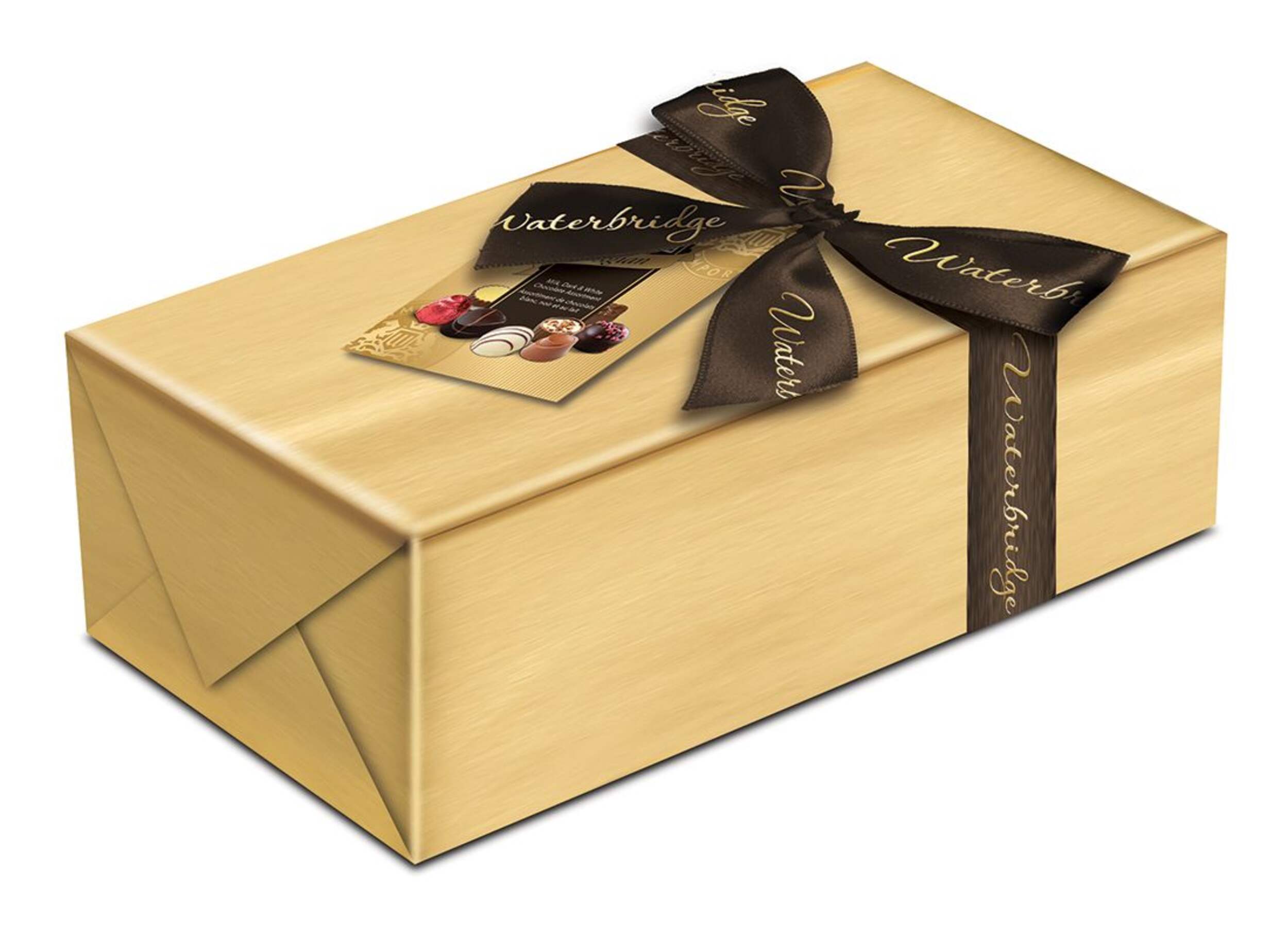 Waterbridge Assorted Belgian Chocolates in Gift Box, 224-g Overhead_Plunge