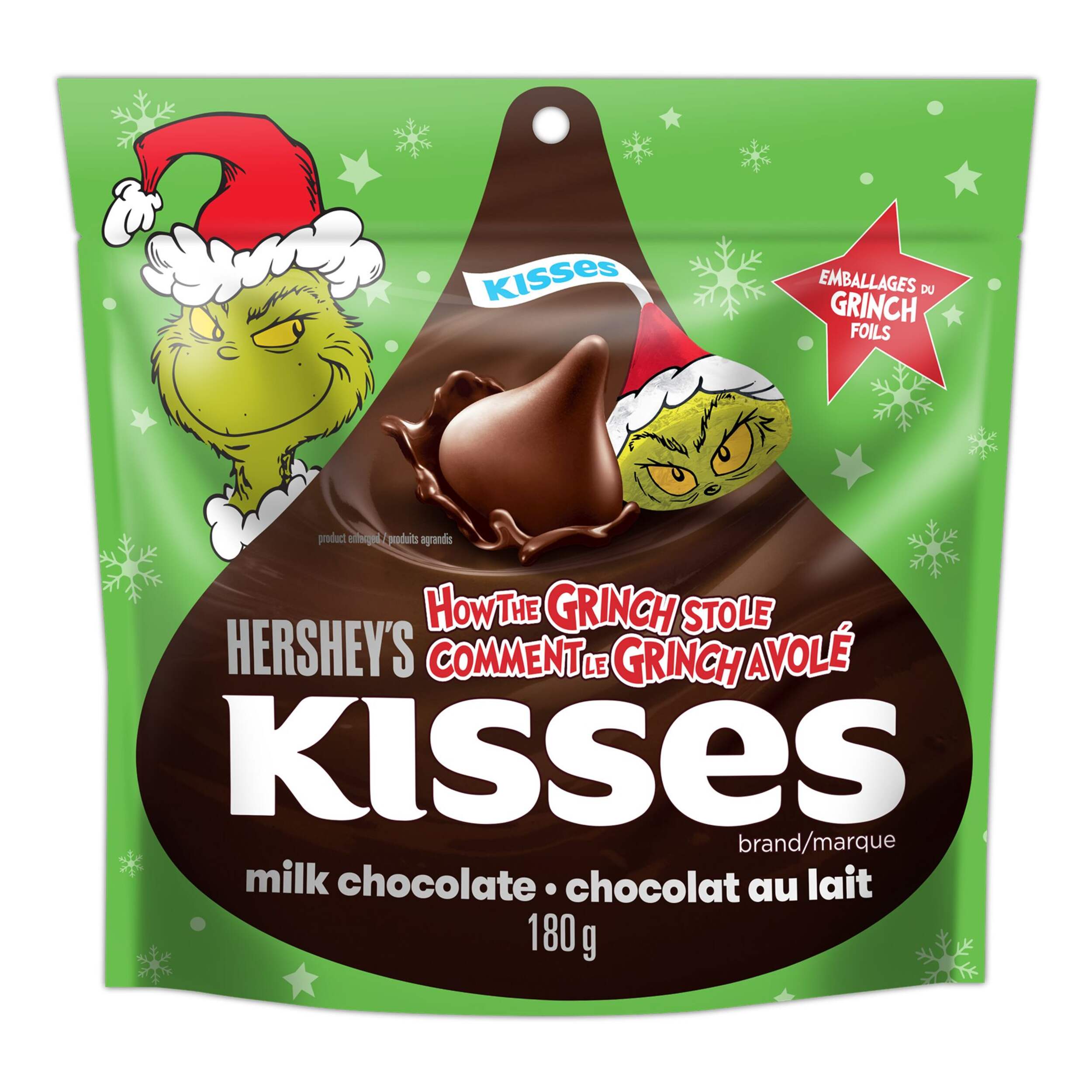 Grincheux en chocolat au lait Hershey's Kisses, 180 g Front_Flat