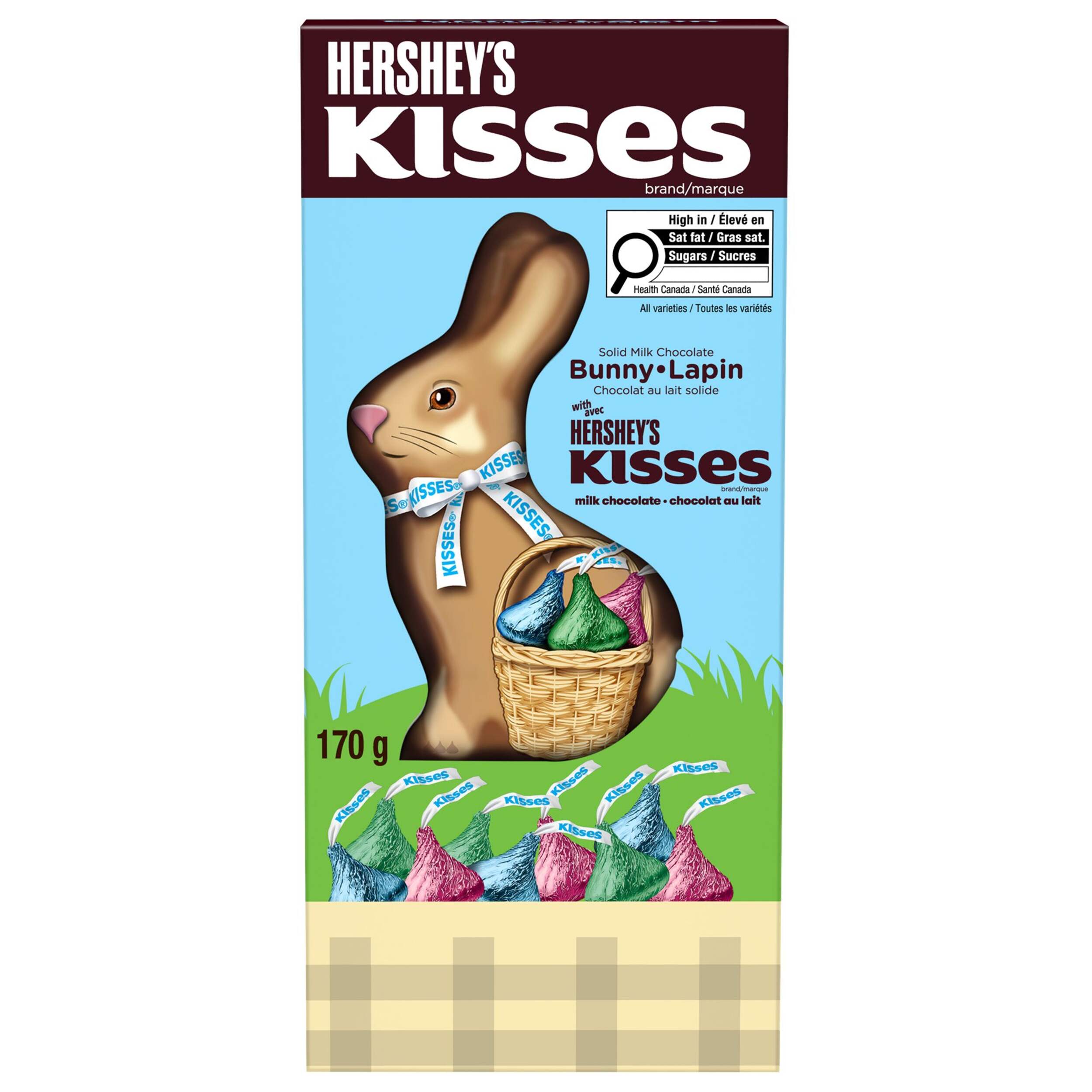 Hershey Milk Chocolate Solid Bunny with Kisses, 170-g Front_Flat