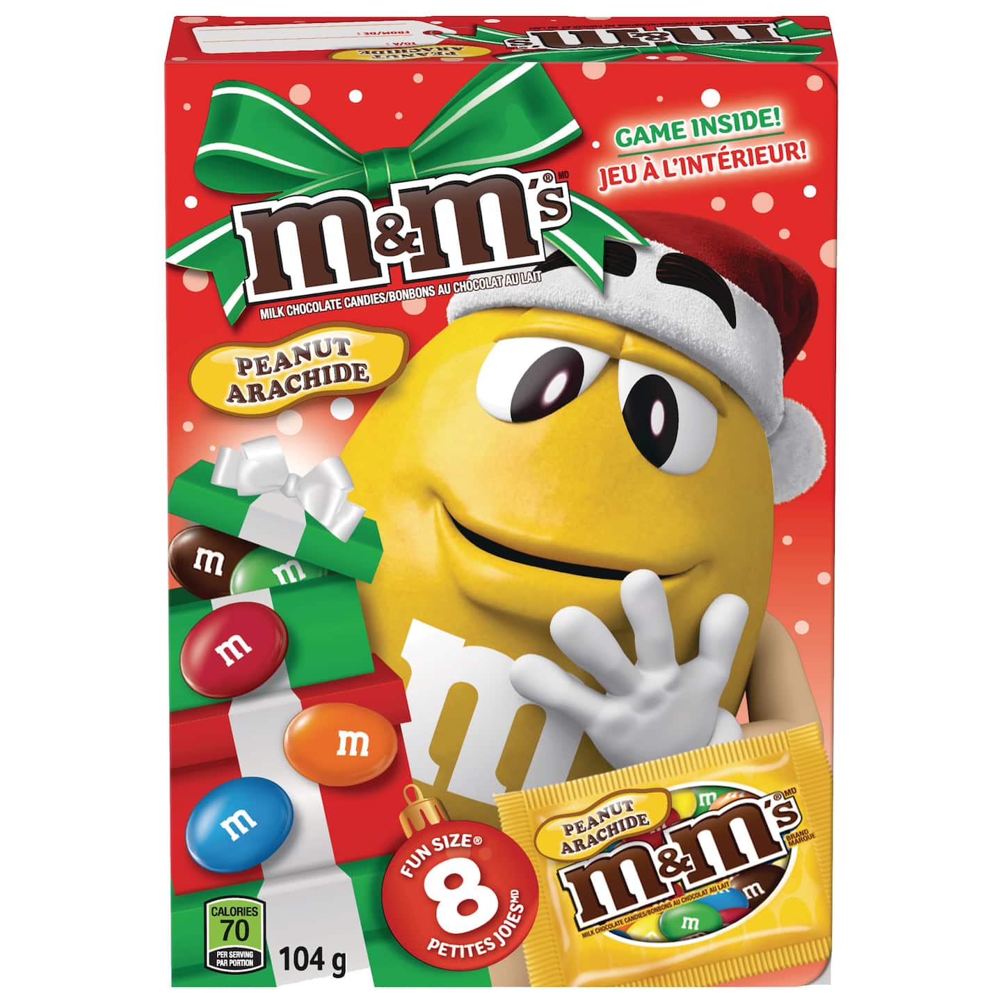 M&M'S Christmas Peanut Milk Chocolate Holiday Storybook, 8 Fun Size Bags,  104-g