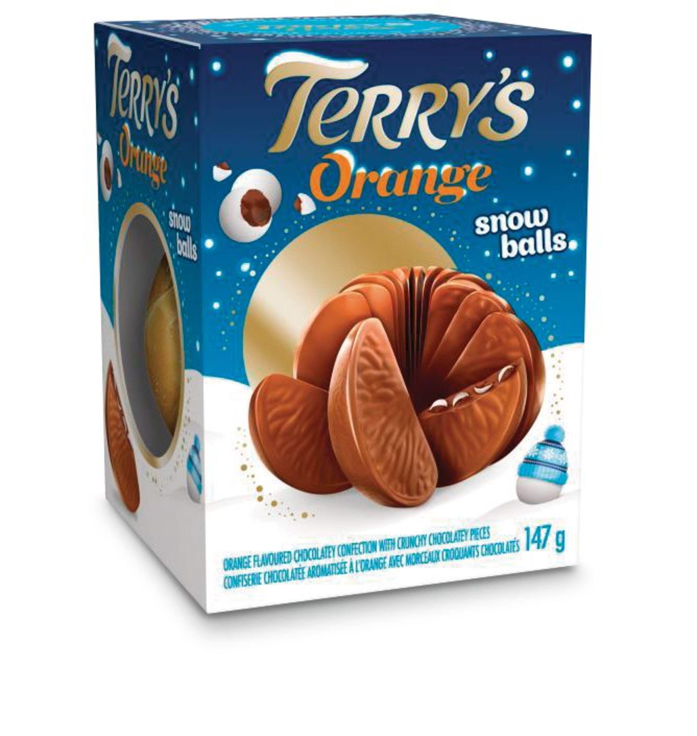 Boule de neige en chocolat au lait à l'orange Terry's, friandise de Noël, 147 g Front_Three_Fourths_Angled_Right