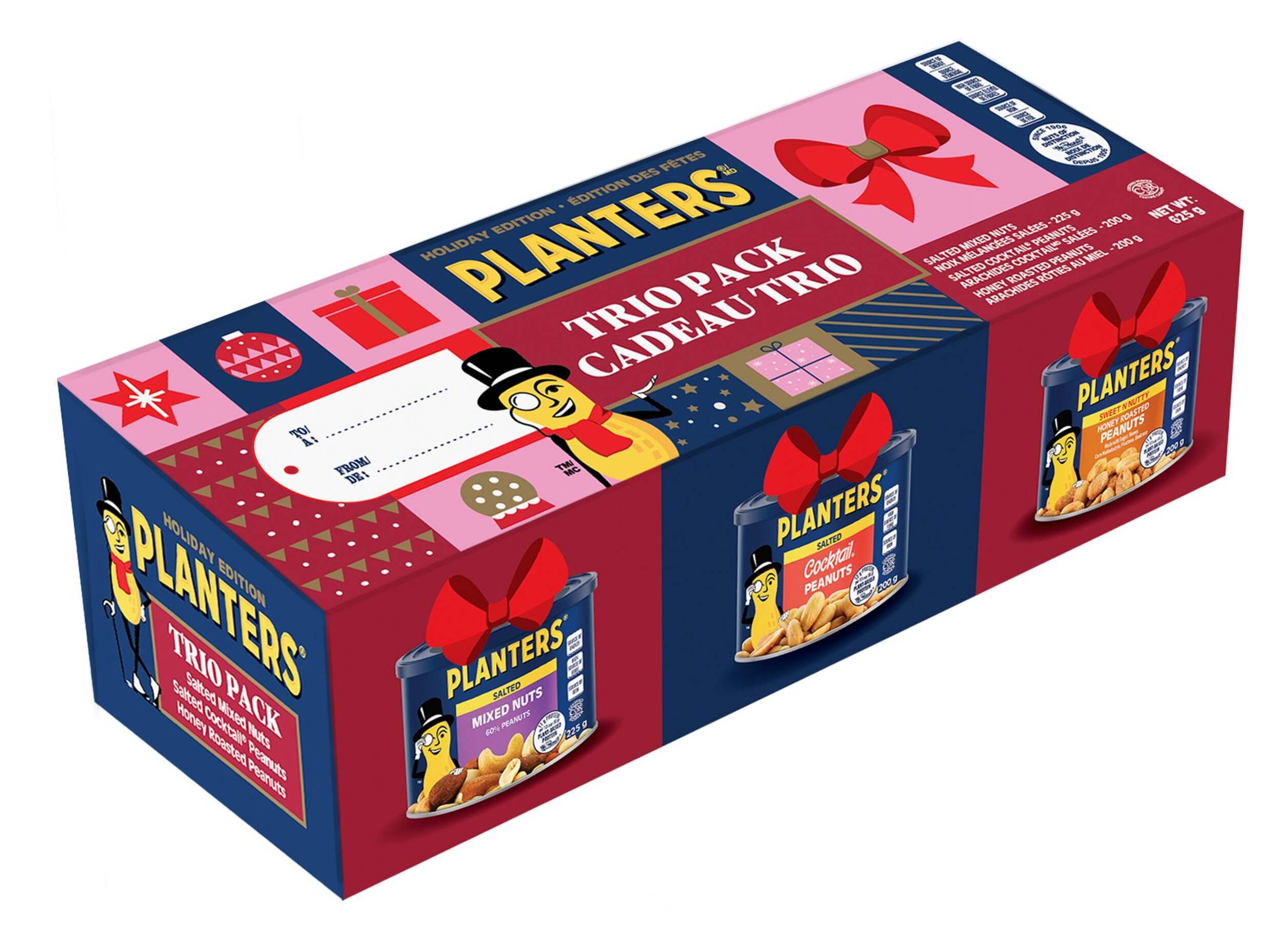 Trio d'arachides et de noix Planters, édition des Fêtes, paq. 3 Front_Angled_Right