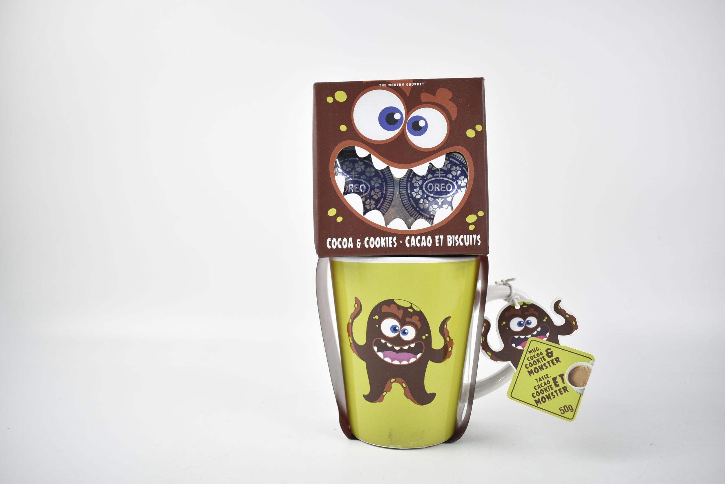 Monster Mug with Hot Chocolate & Oreo Cookies Set, Assorted Colours Front_Flat