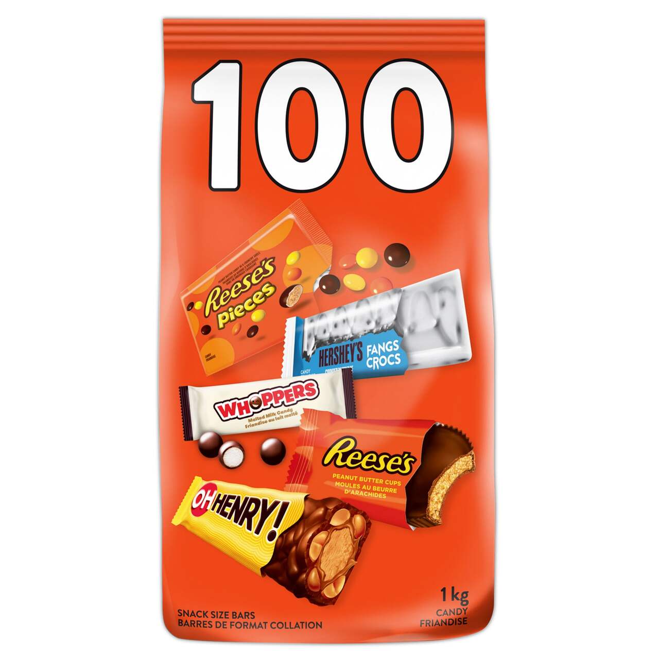Assorted Mini Reeses/Hershey/Whoppers/Oh Henry, Variety Pack,  Multi-Coloured, 1-kg, 100-pk, Candy for Halloween