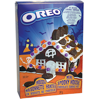 Oreo Mini Spooky Haunted House Cookie Kit, Chocolate, Brown, 241-g, Cookie for Halloween Front_Angled_Right