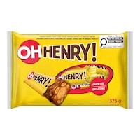 Mini Oh Henry! Bars, Milk Chocolate, Yellow, 375-g, 25-pk, Candy for Halloween Front_Flat