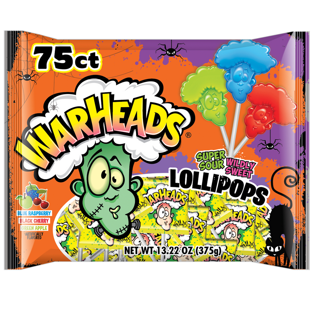 Warhead Super Sour Wildly Sweet Halloween Lollipops, 75pc Canadian Tire