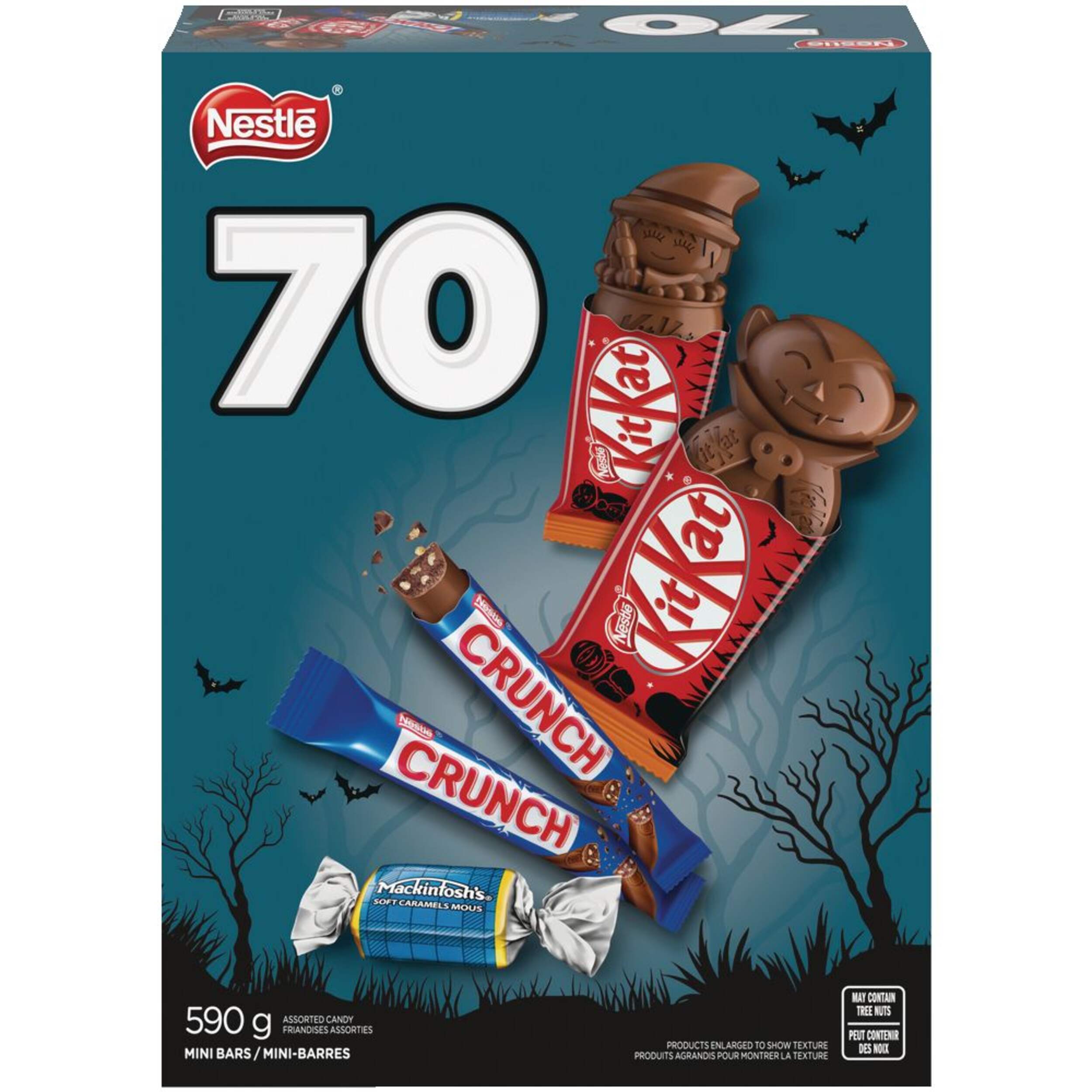 Nestle Kit Kat and Crunch Bars, Milk Chocolate, Multi-Coloured, 590-g, 70-pk, Candy for Halloween Front_Elevated
