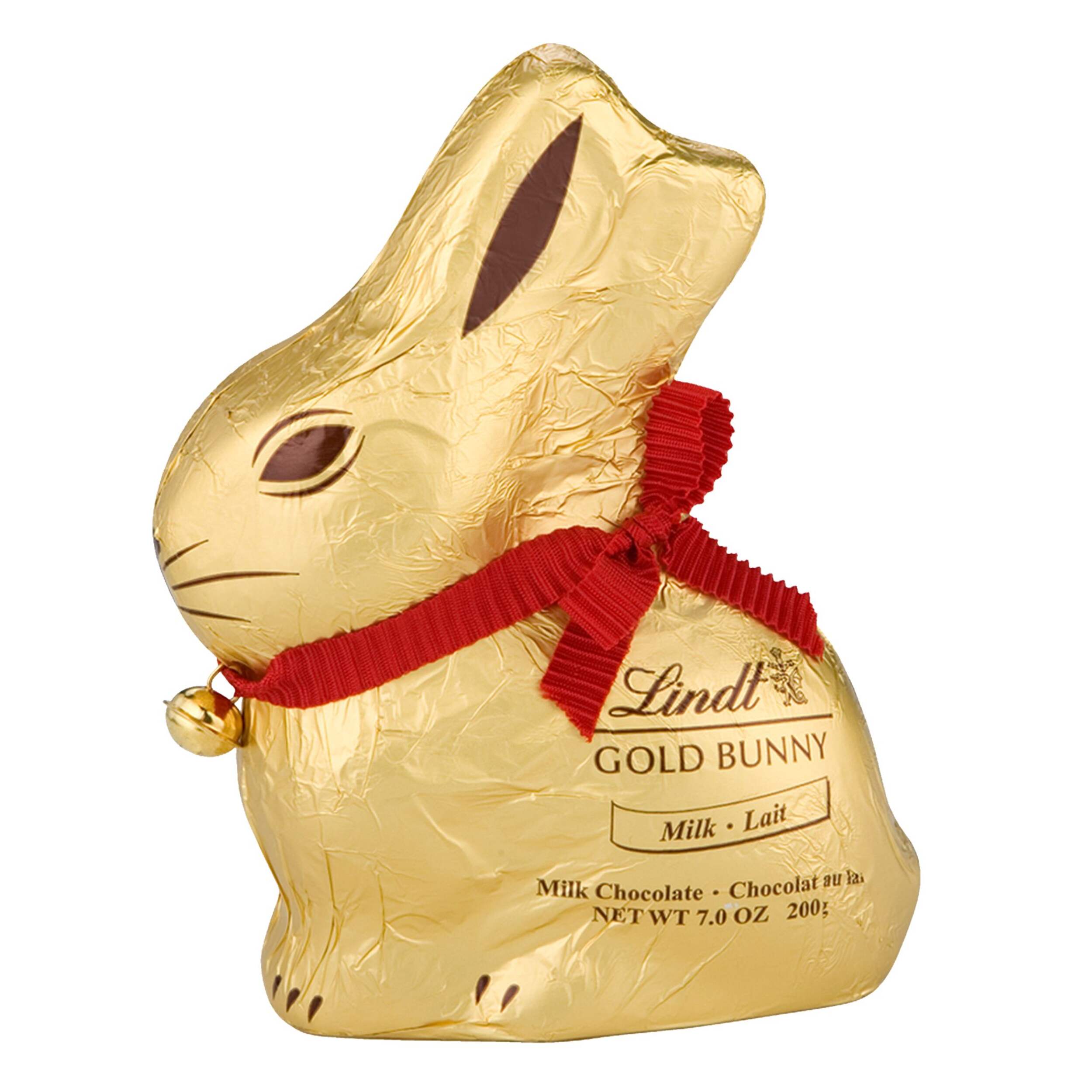 Lapin en chocolat au lait Lindt Gold, 200 g Front_Flat