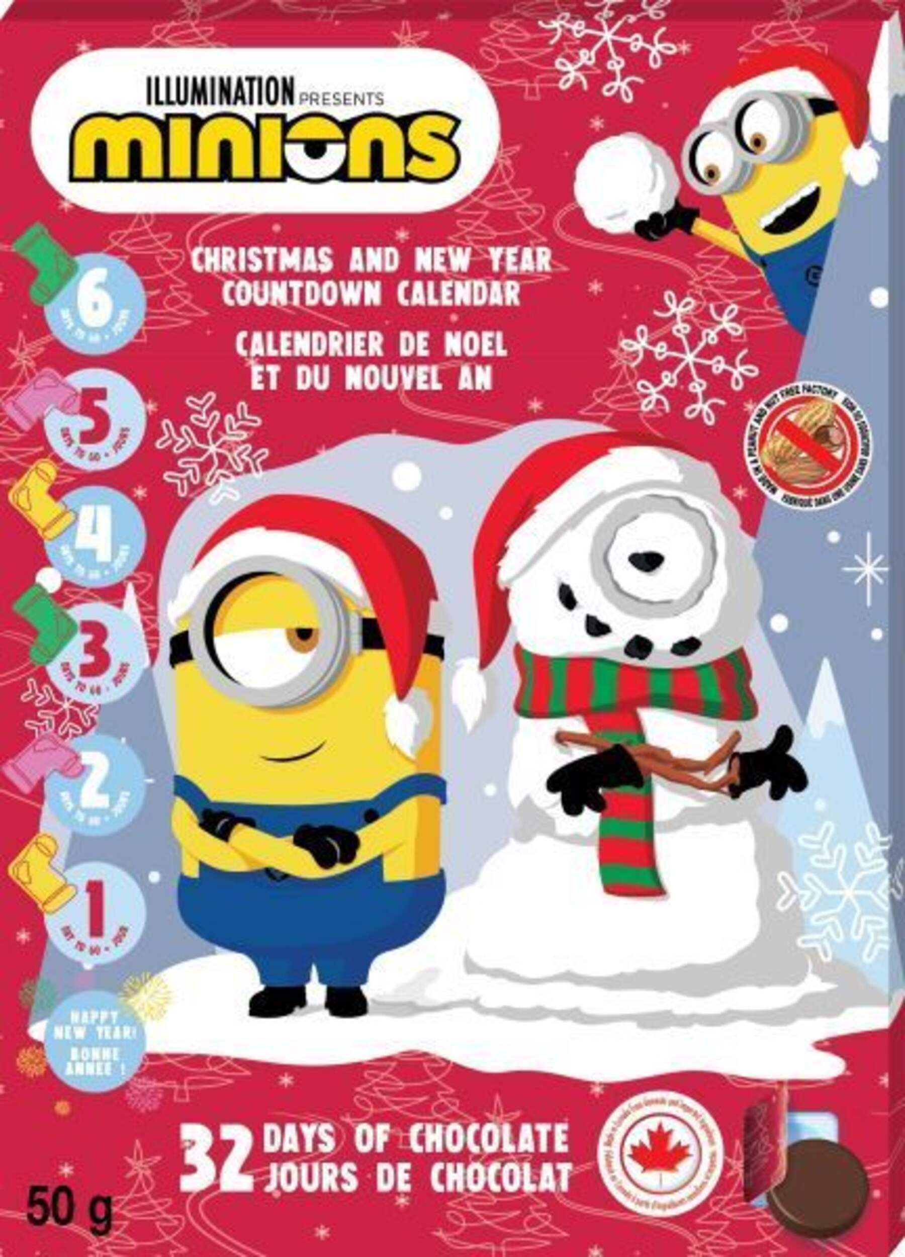 Minions Advent Calendar, 50-g Front_Elevated