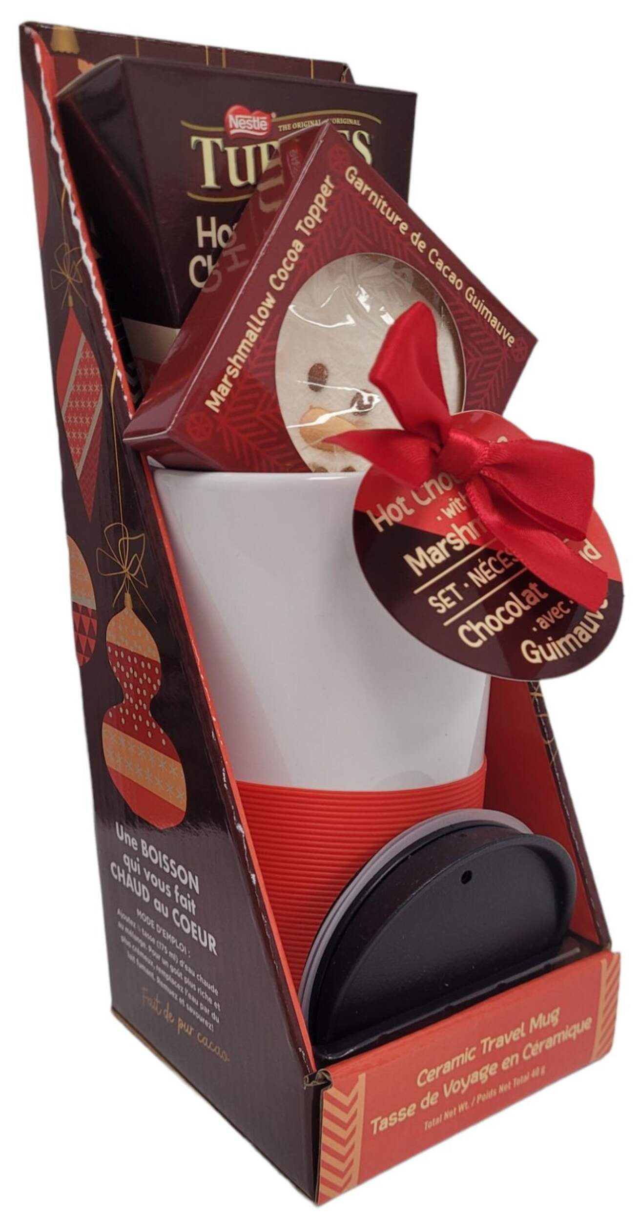Nestle Hot Chocolate Holiday Mix Travel Mug Gift Set, Assorted Flavours Front_Three_Fourths_Angled_Right