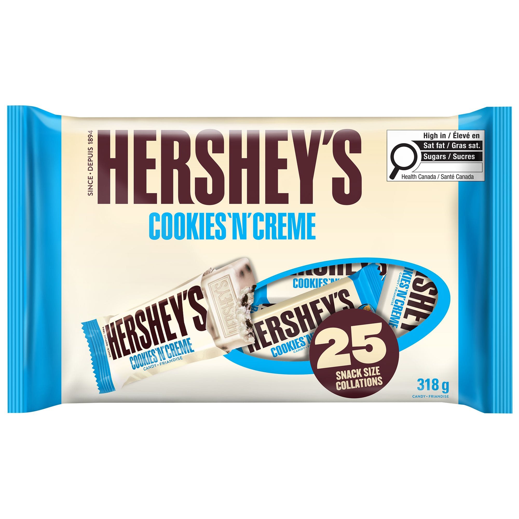 Hershey's Cookies 'n Cream Snack Size Mini Bars, 318-g, 25-ct ...