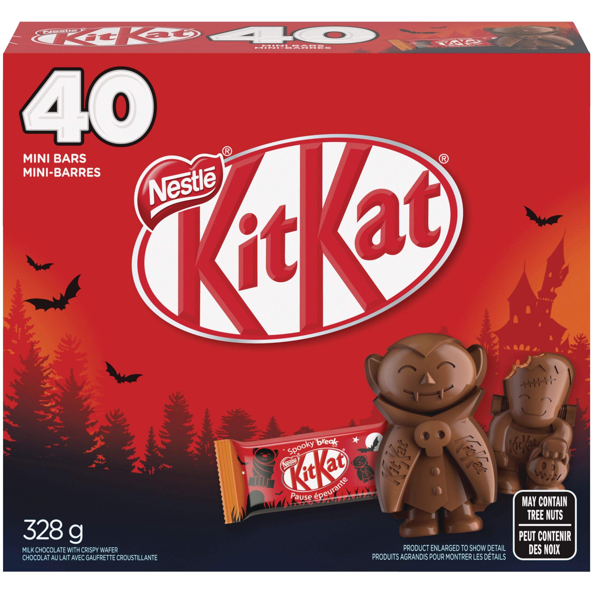 Nestle Assorted Min Kit Kat, Milk Chocolate, Brown, 328-g, 40-pk, Candy for Halloween Front_Elevated