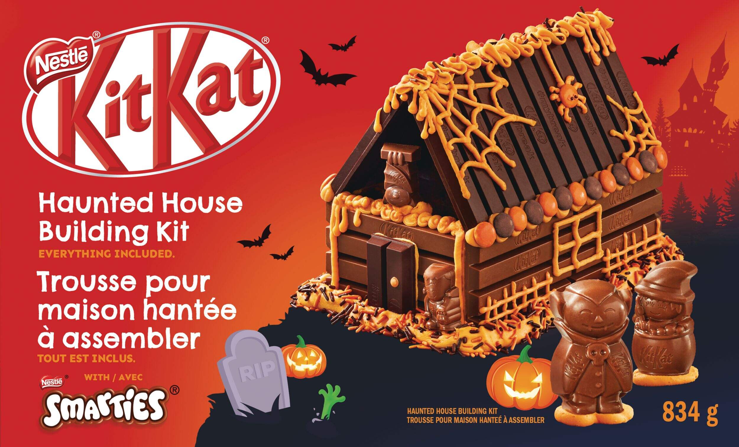 Nestle Kit Kat Haunuted House Building Kit, Milk Chocolate, Brown, 834-g, Candy for Halloween Front_Flat