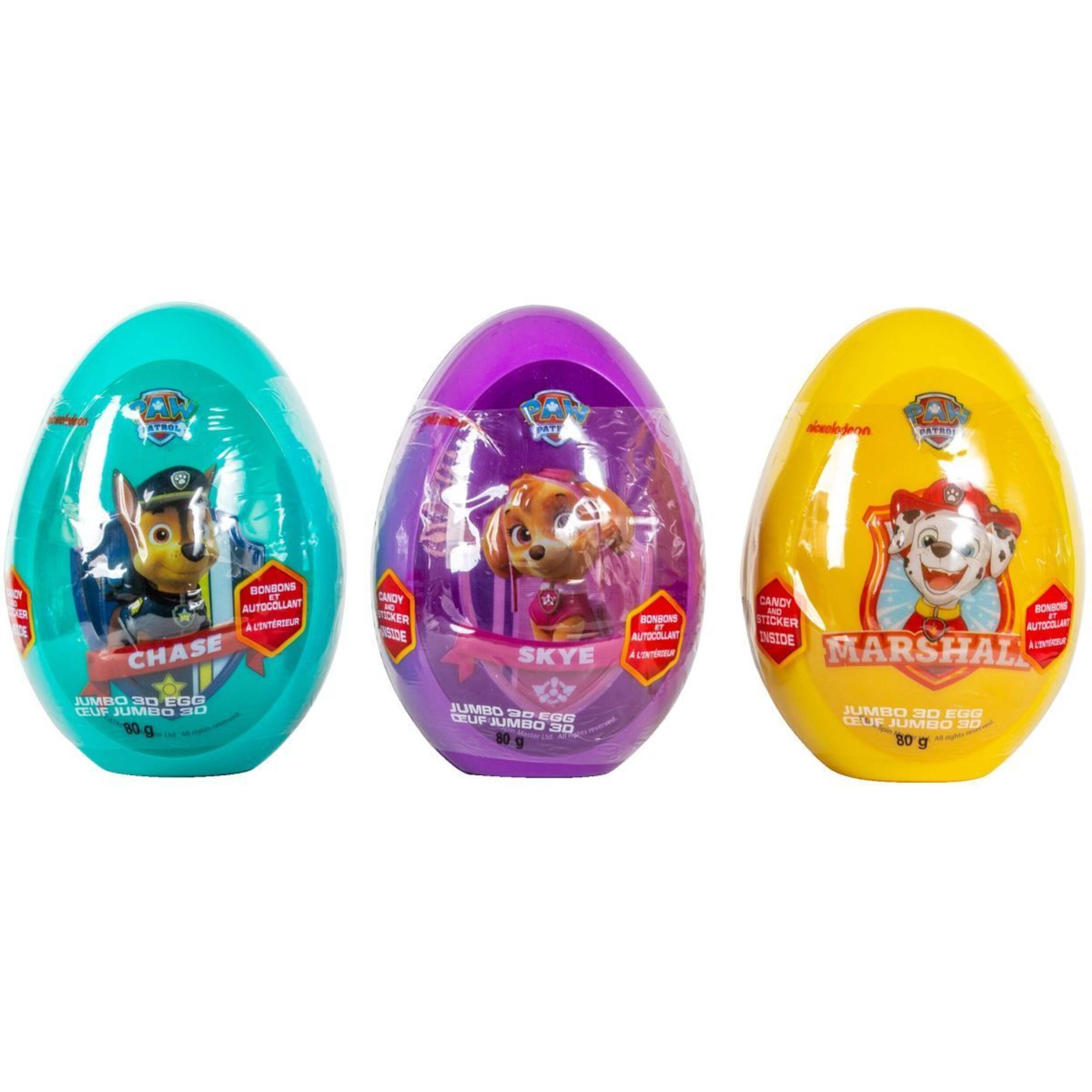 Oeuf de Pâques géant Pat'Patrouille 3D avec bonbons et autocollants, 80 g Front_Flat