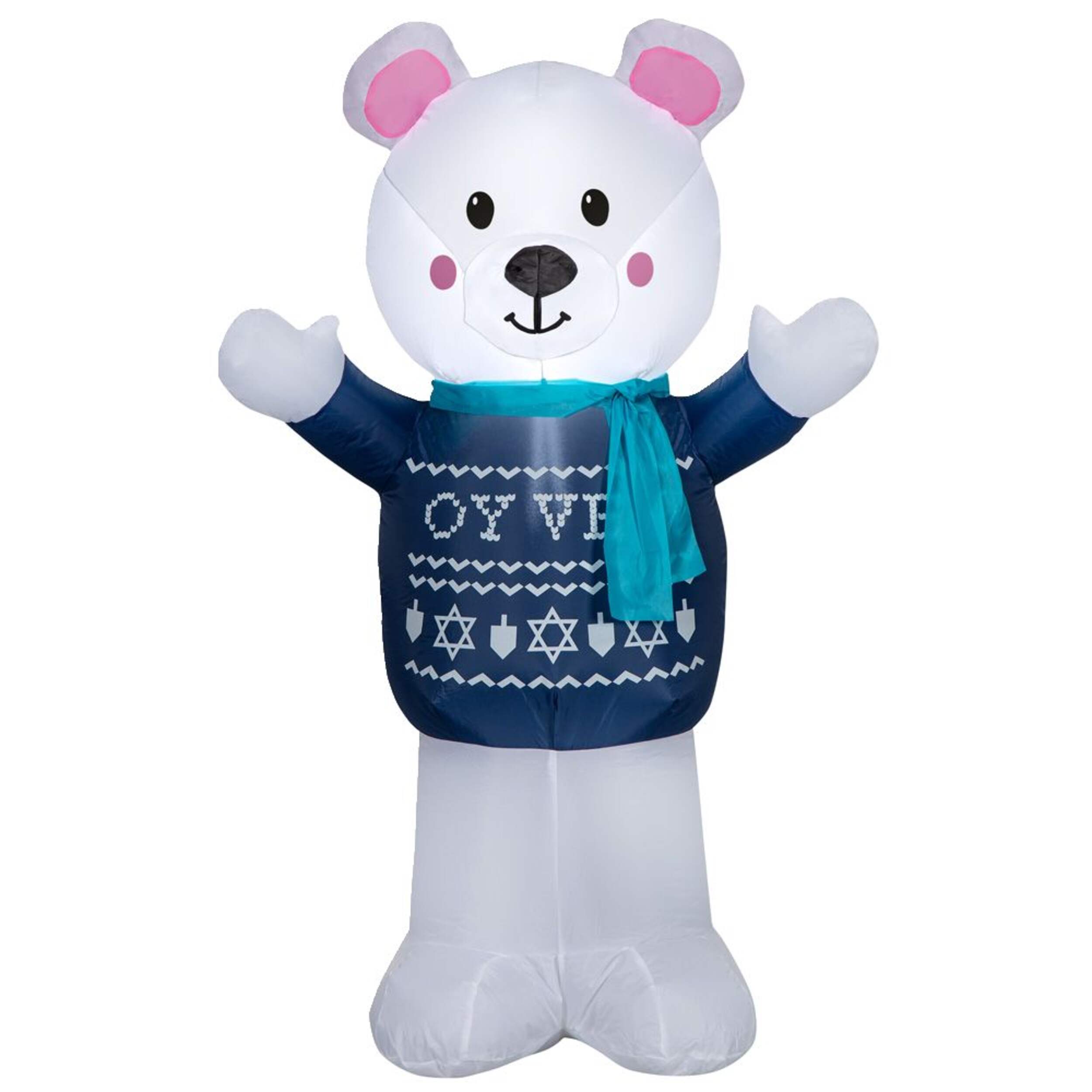 Hanukkah LED Light-Up Airblown Polar Bear Inflatable, Self Inflating Outdoor Decoration, 4-ft Front_Flat