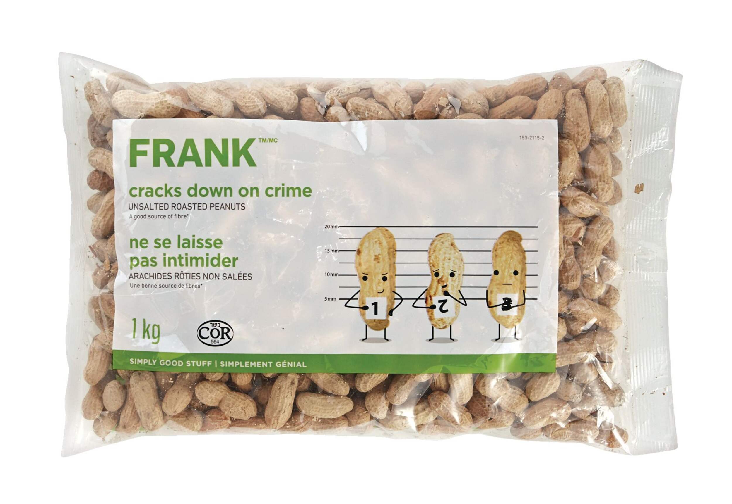 FRANK In-Shell Unsalted Roasted Peanuts, 1-kg Front_Flat
