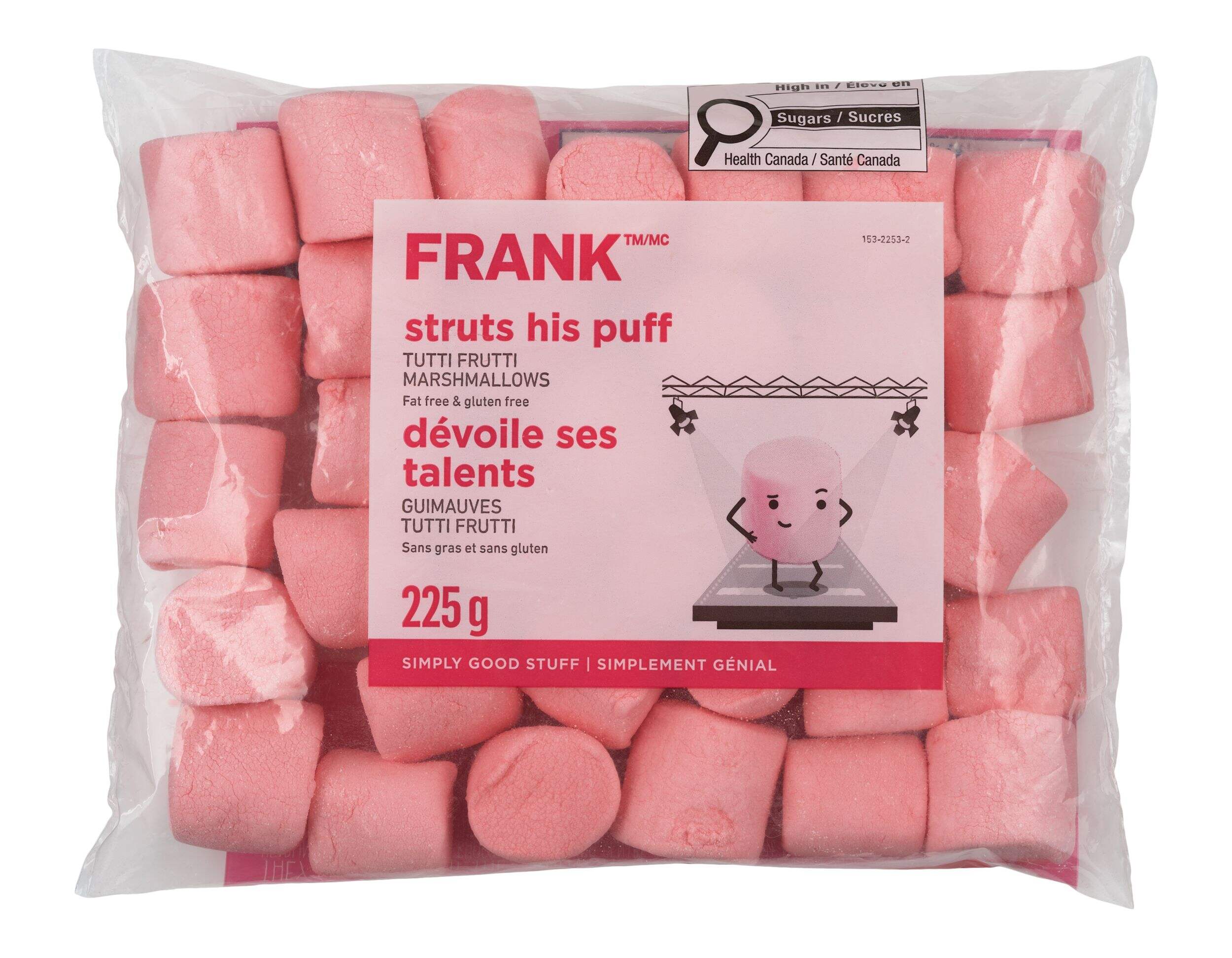 FRANK Pink Tutti Frutti Marshmallows, 225-g Front_Flat